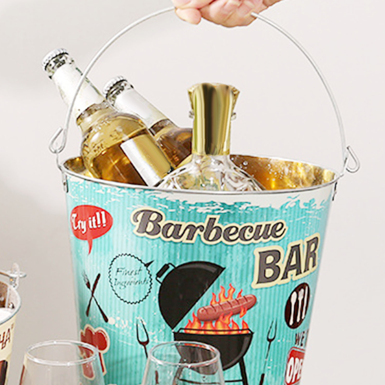 Handheld Ice Bucket Insulated Beverage Tub Cooler For Home Party BBQ Bar Use HOT