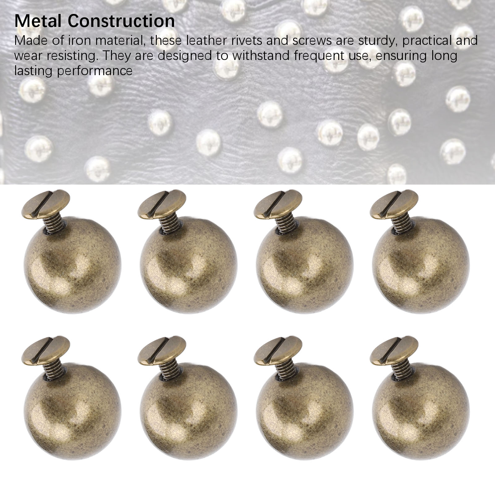 50 Set Sphere Rivet Kit Iron Soild 10mm Diameter Sphere Stud Kit With 6mm Screws - Picture 29 of 35
