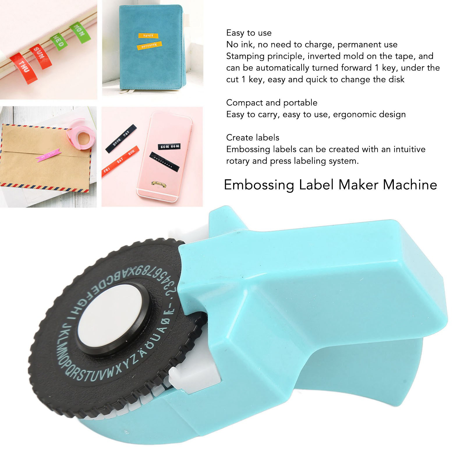 Embossing Label Maker Machine With Tapes Handheld 3D Portable Embossed Label Pri - Picture 17 of 18