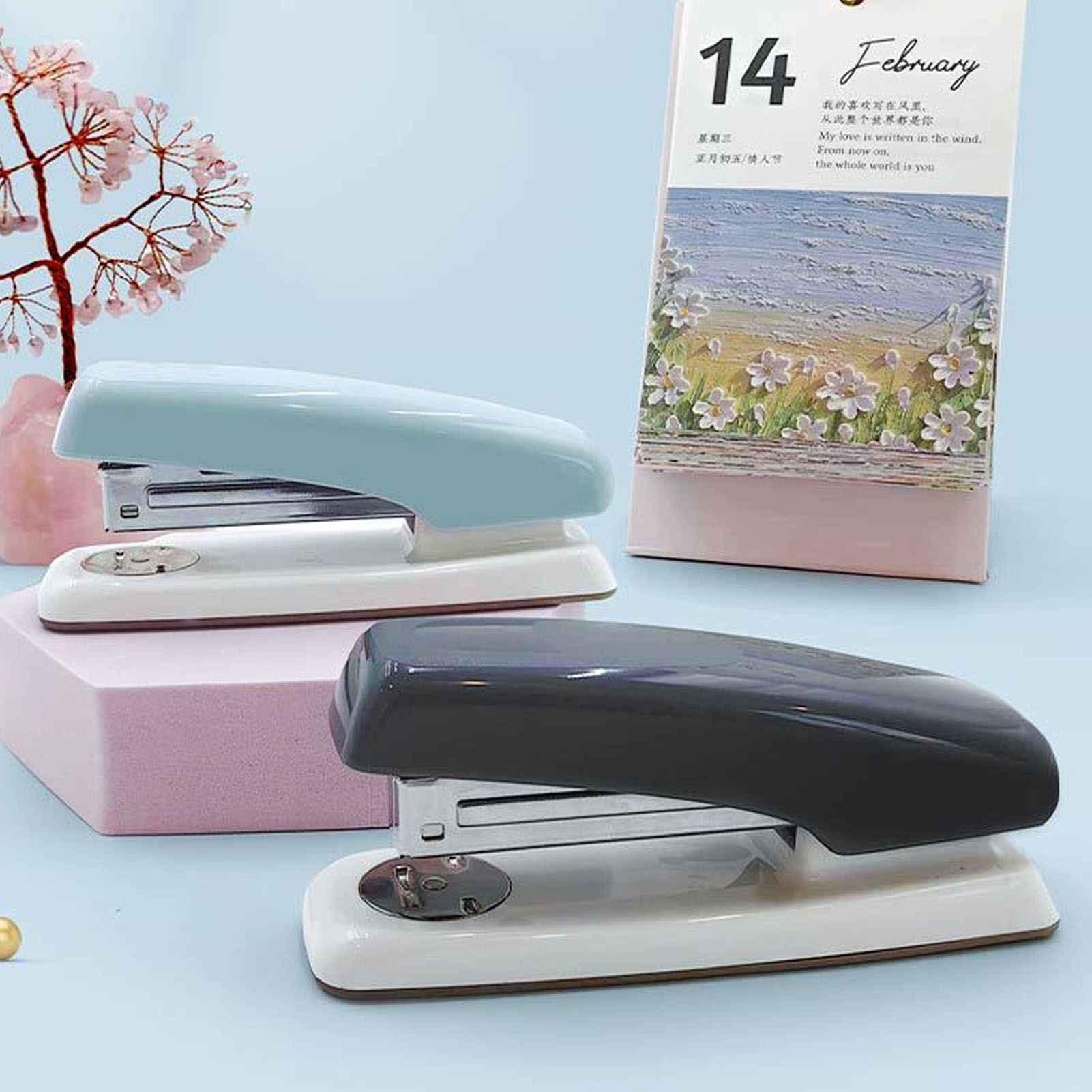 2x Desktop Stapler 20 Sheet Capacity Rotation Table Stapler For Office Home Hot