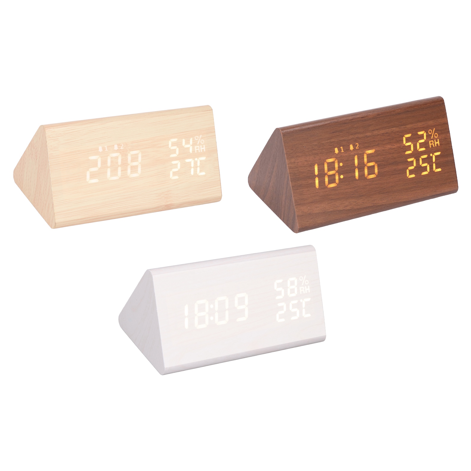 Digital Alarm Clock Wooden With Voice Control Humidity Temperature Display IDS - Picture 13 of 21