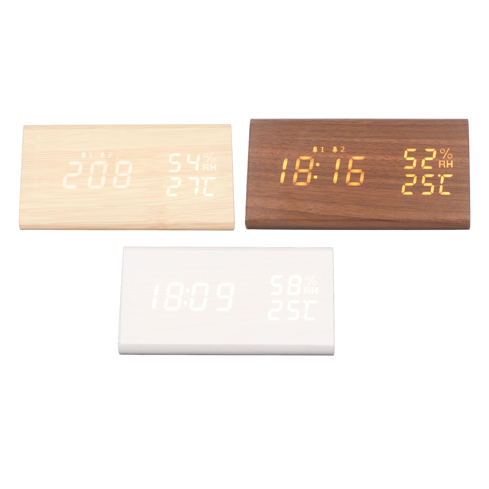 Digital Alarm Clock Wooden With Voice Control Humidity Temperature Display ZZ1 - Picture 20 of 21