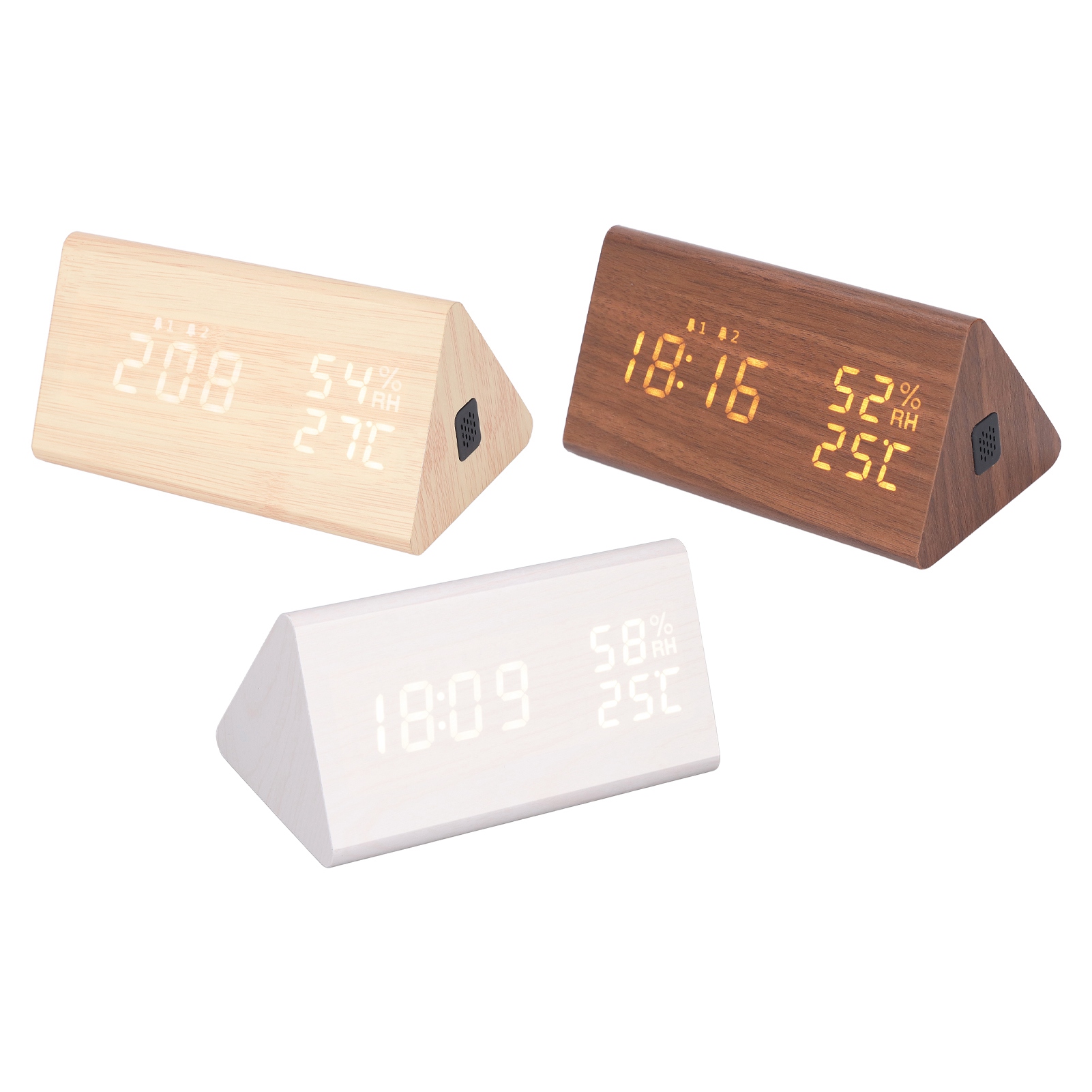 Digital Alarm Clock Wooden With Voice Control Humidity Temperature Display ZZ1 - Picture 17 of 21