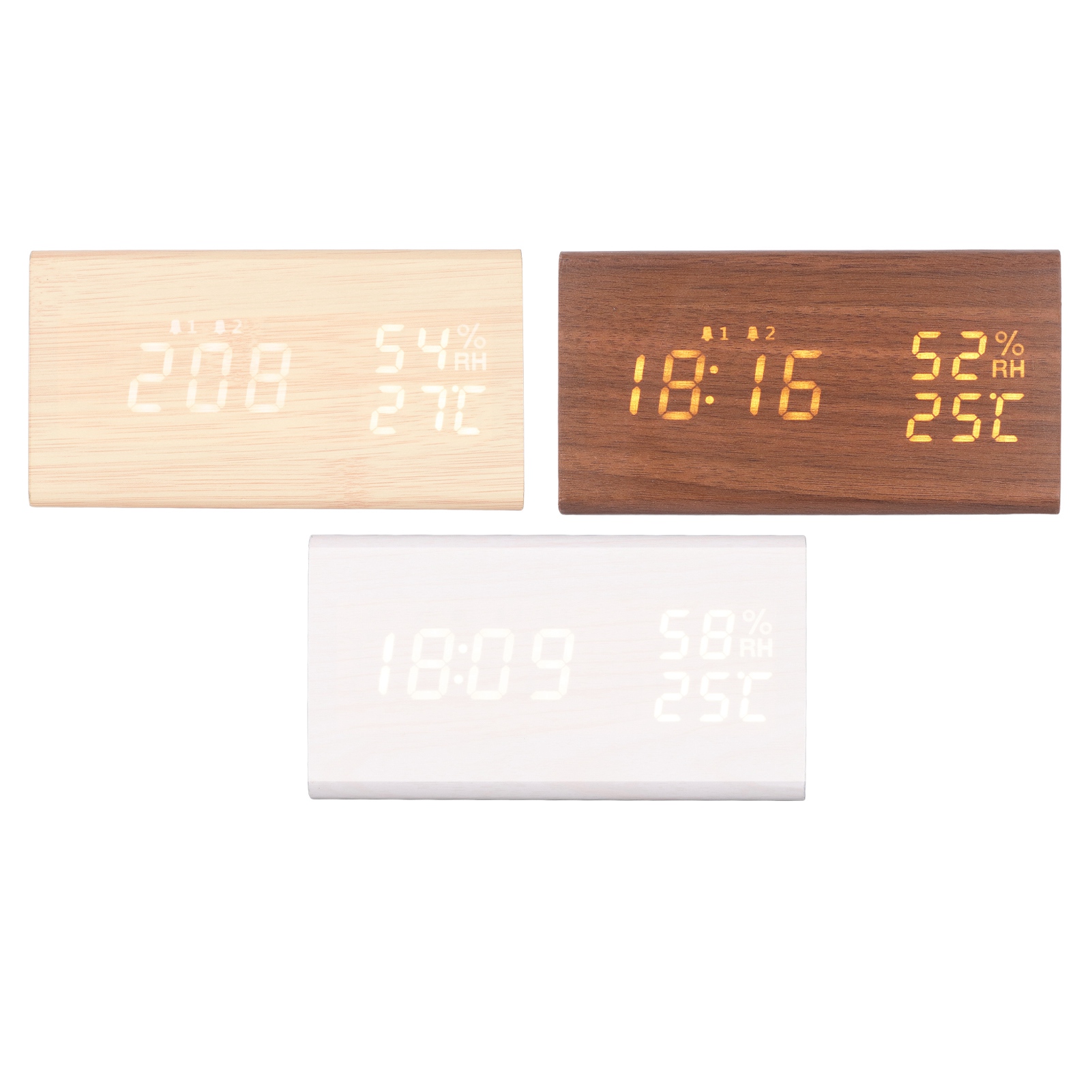 Digital Alarm Clock Wooden With Voice Control Humidity Temperature Display ZZ1 - Picture 15 of 21