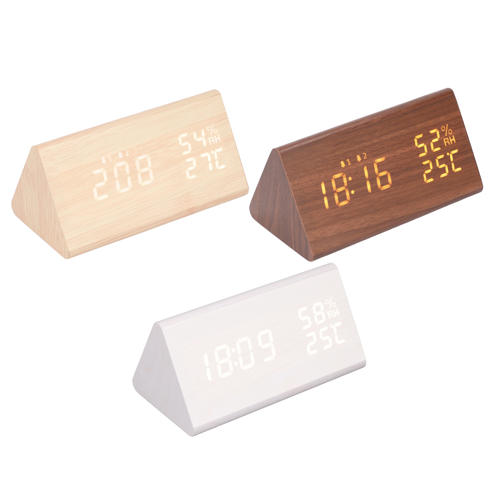 Digital Alarm Clock Wooden With Voice Control Humidity Temperature Display ZZ1 - Picture 14 of 21