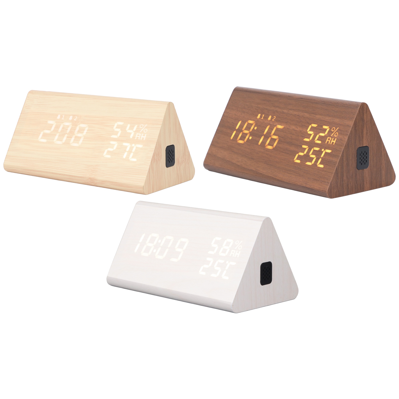 Digital Alarm Clock Wooden With Voice Control Humidity Temperature Display IDS - Picture 20 of 21