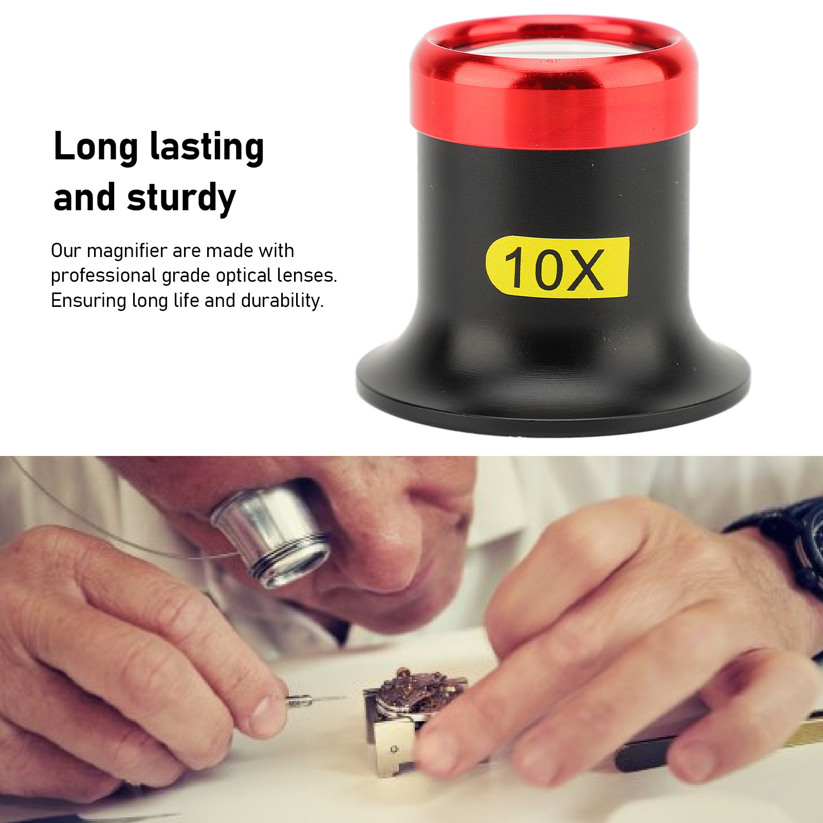 Eye Magnifier Loupe Aluminum Alloy Watchmaker 3X Magnifying Glass Loupe Repairs - Picture 31 of 31