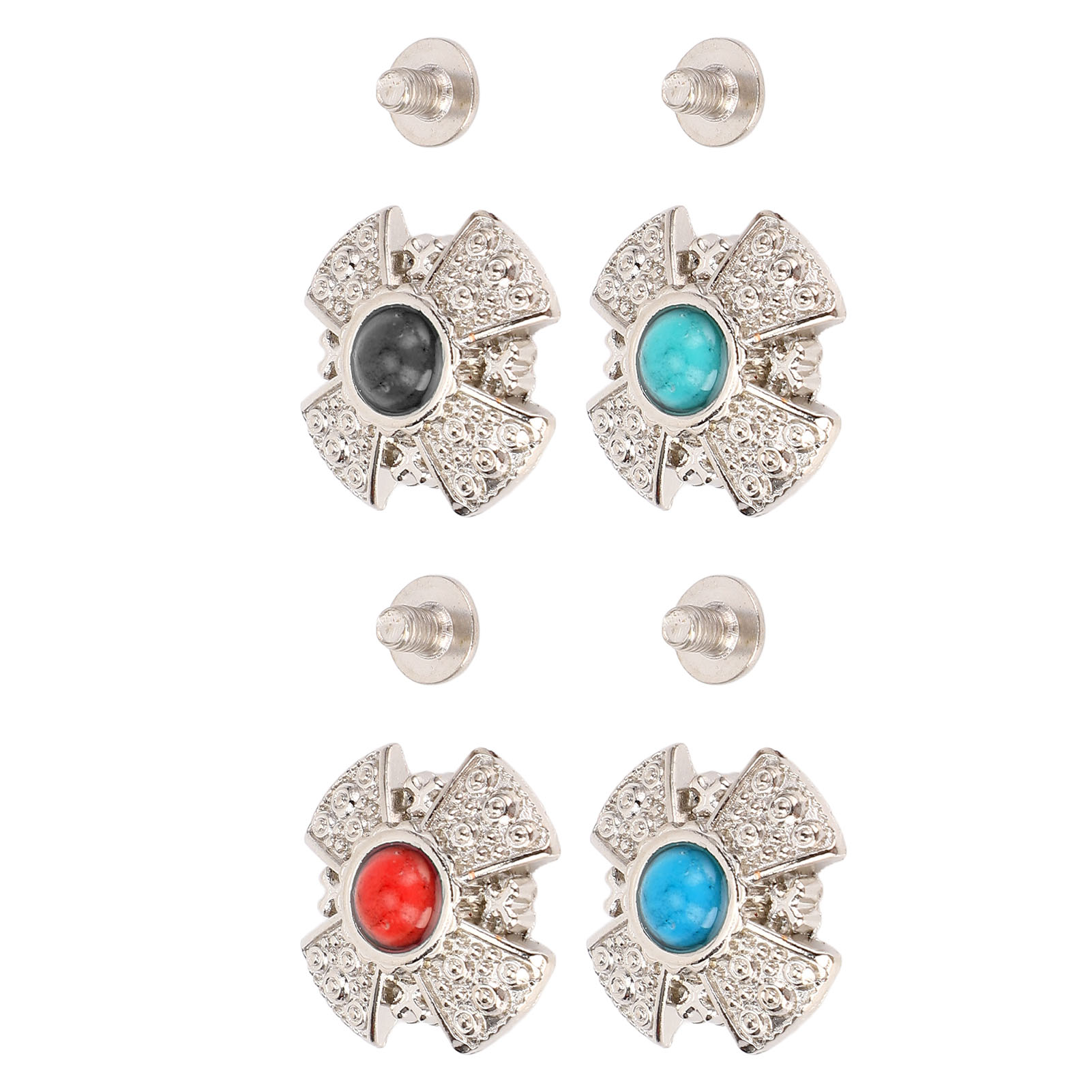 10 Set Kreuz Schraubknöpfe bunte Edelsteine Ziernieten Ohrstecker - Bild 25 von 36