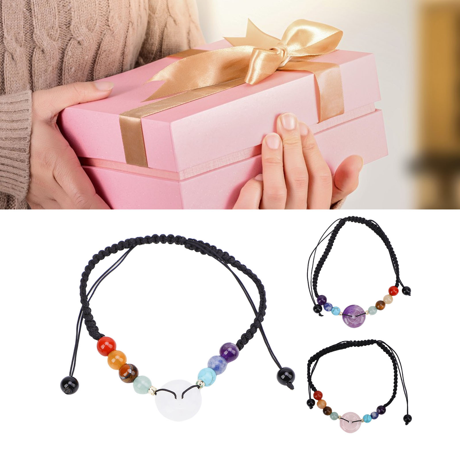 Kristall Stein Armband handgefertigt geflochtenes Seil Damen Perlenarmband - Bild 31 von 32