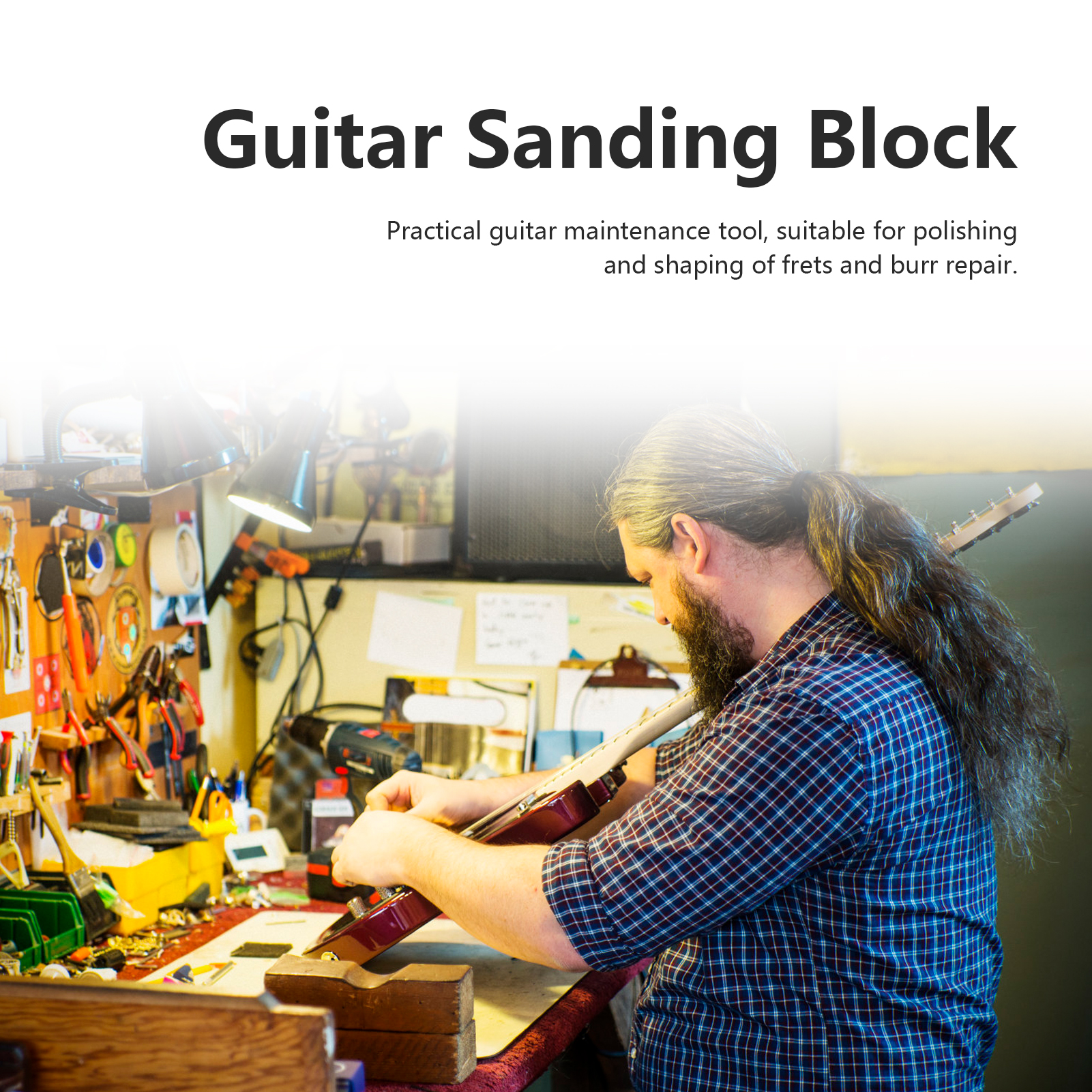 Blocco levigatura chitarra portatile acero metallo tasto livellamento strumento modellante Burr Re CHU - Foto 2 di 22