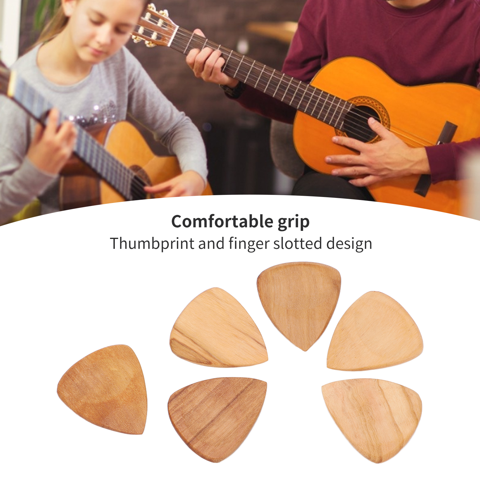 6 Stck. Holz Gitarren-Plektren Daumen geschlitzt Ukulele Bass Splitter Musikinstrument TDM - Bild 25 von 30