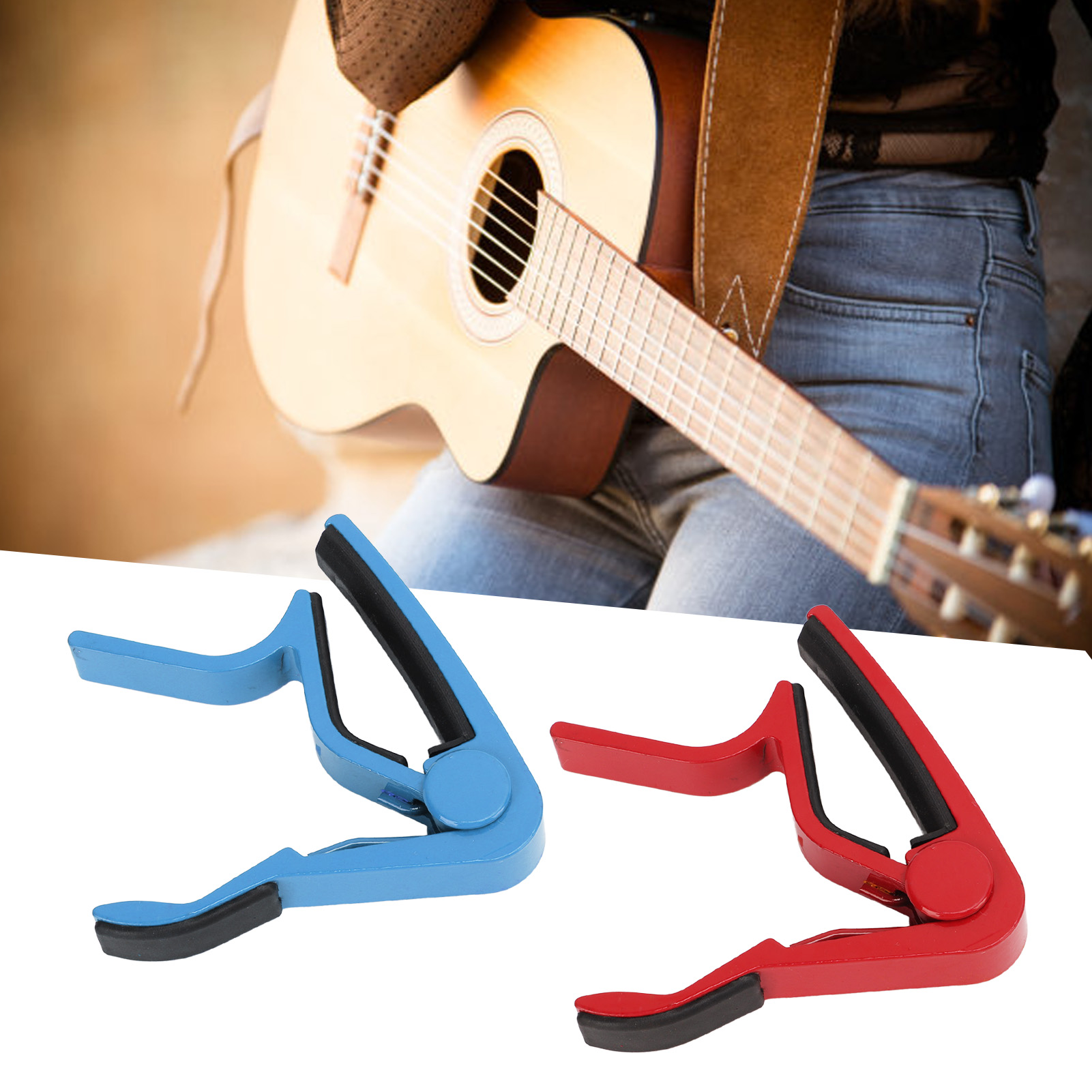 Guitar Capo Strong Spring Scratch Resistant Alloy Guitar Capo With 5 Picks R DGD