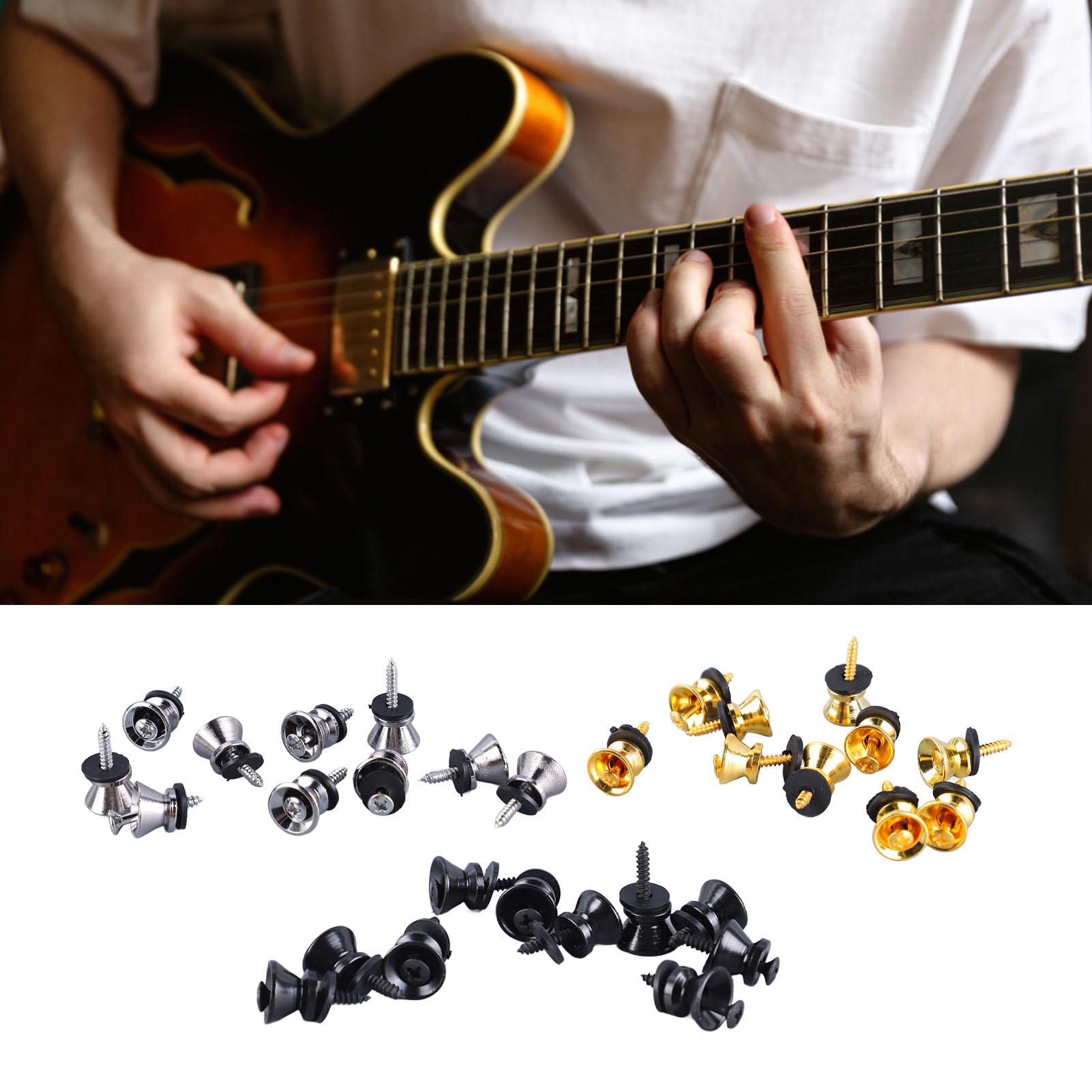 10PCS Guitar Strap Lock Buttons Mushroom Style Metal End Pins With Screw For DGD