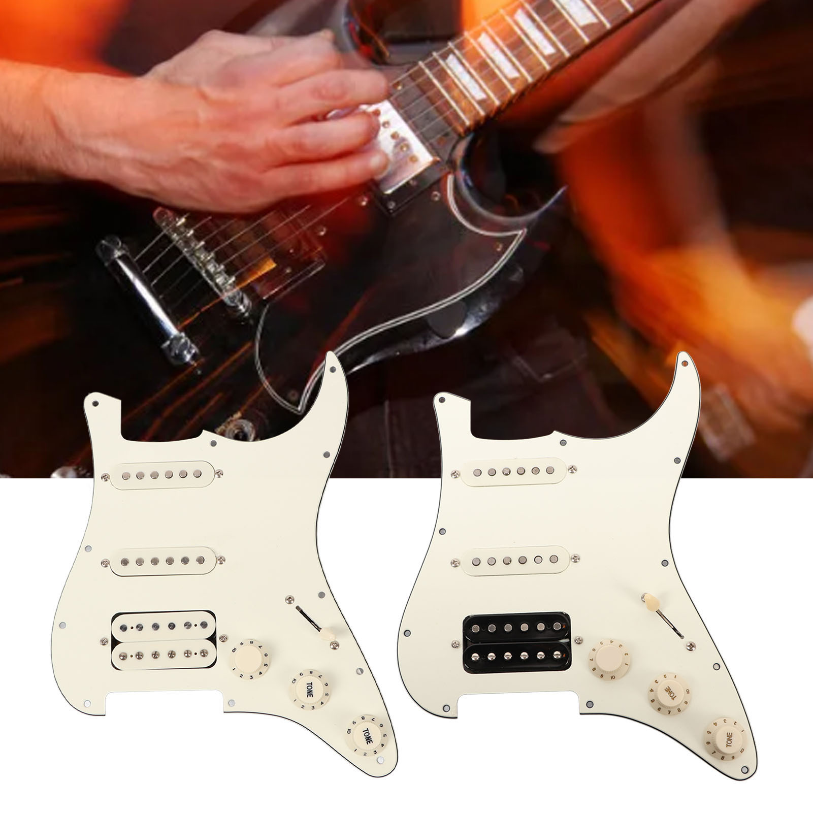 E-Gitarre Pickguard White Loaded Guitar Pickguard Scratch Plate For Practice CHP