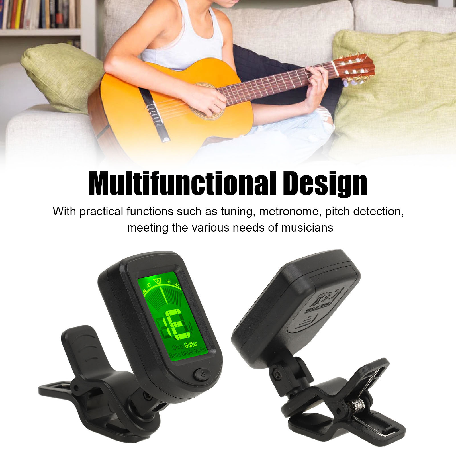 Digital Electronic Tuner Multifunctional High Accuracy Clip On String Instru EUJ