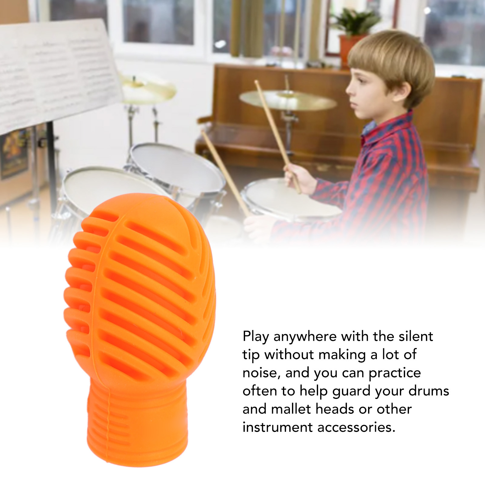 4PCS Bacchetta Silenziosa Pratica Punta Silicone Elasticizzabile Drum Practice - Foto 32 di 32