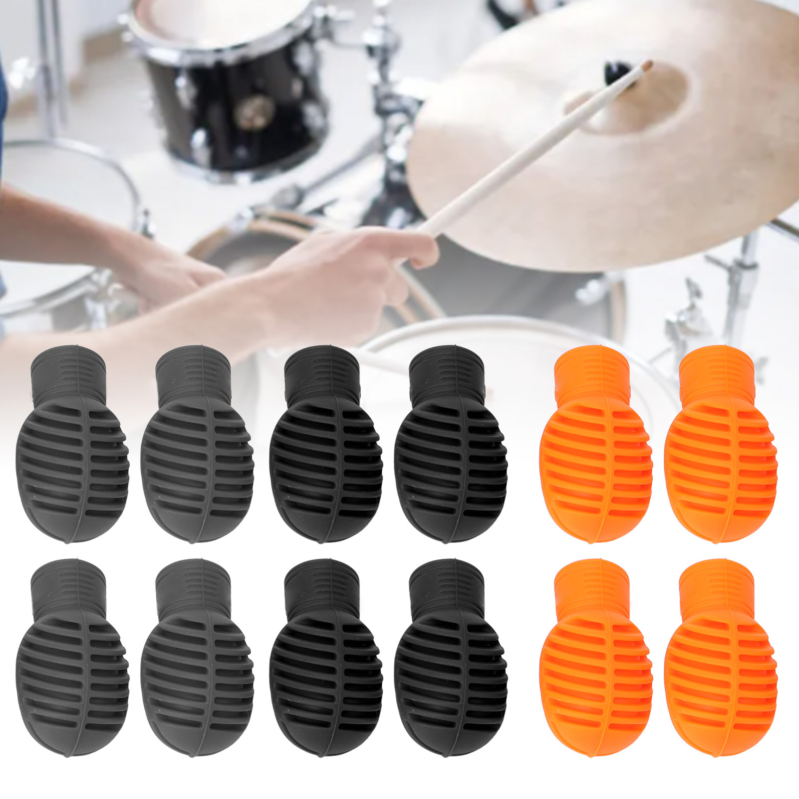 4PCS Bacchetta Silenziosa Pratica Punta Silicone Elasticizzabile Drum Practice - Foto 28 di 32