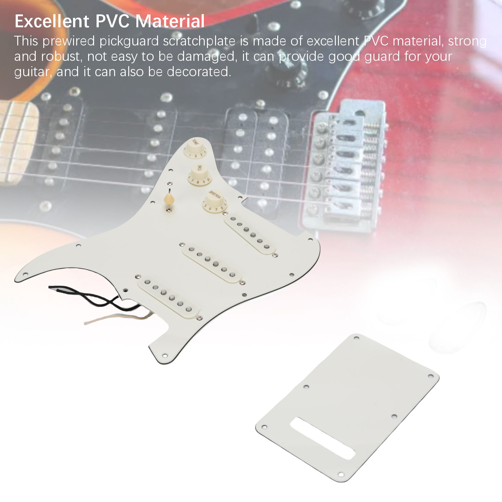 Vorverdrahtetes Schlagbrett Retro weiße Farbe 3 Schichten PVC Alnico 3 Single Coil doppelt - Bild 24 von 29