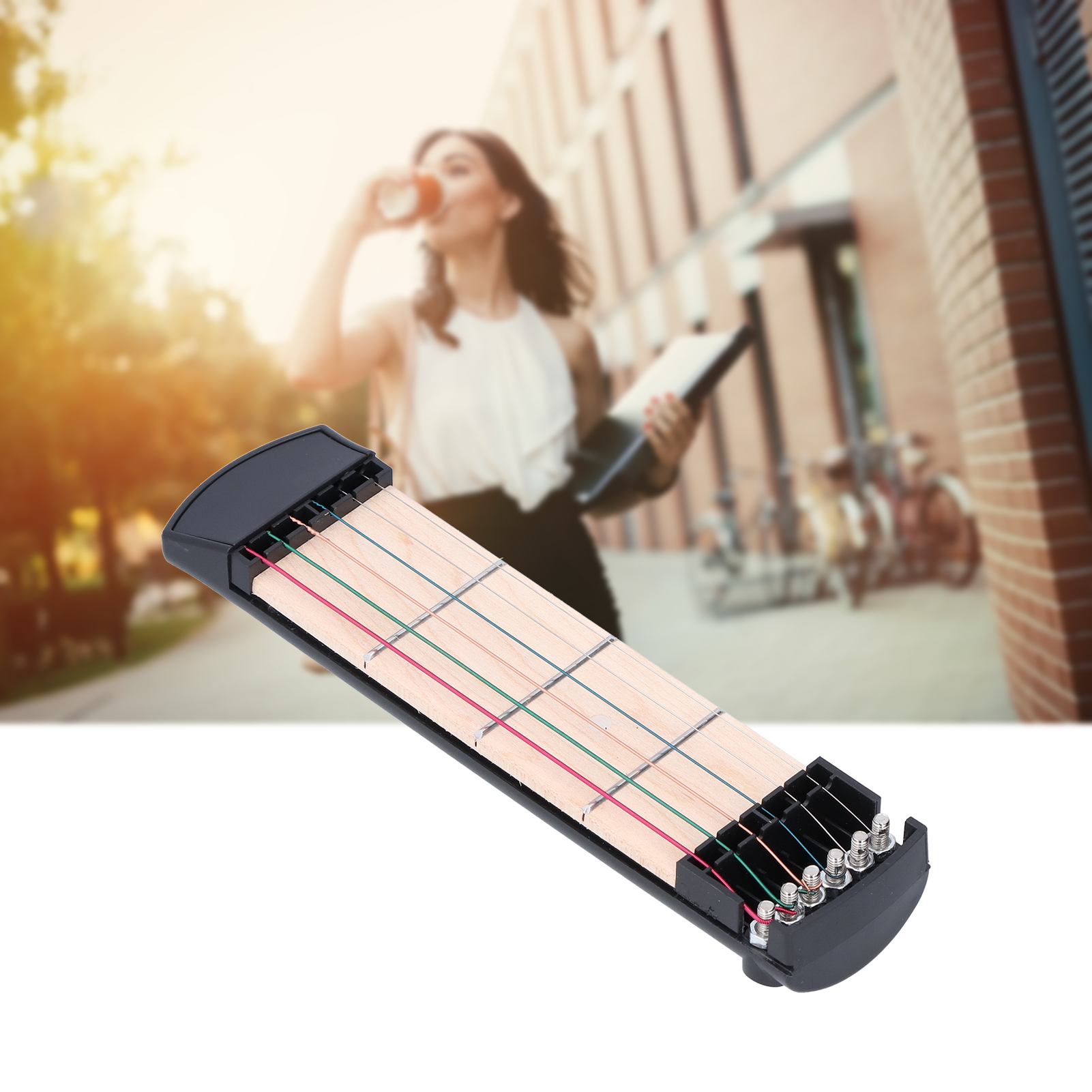 Outil De Pratique De Guitare De Poche 6 Cordes Colorées Fingerboard Portable OBF - Foto 15 di 18