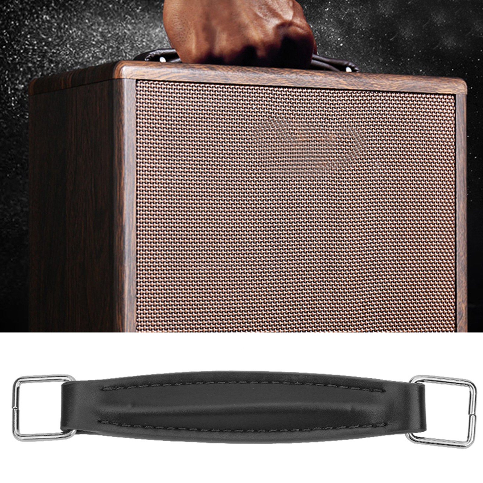 Manico Amplificatore Chitarra Pelle PU Ricambio Cinghia Manico con Viti di Montaggio - Foto 12 di 15