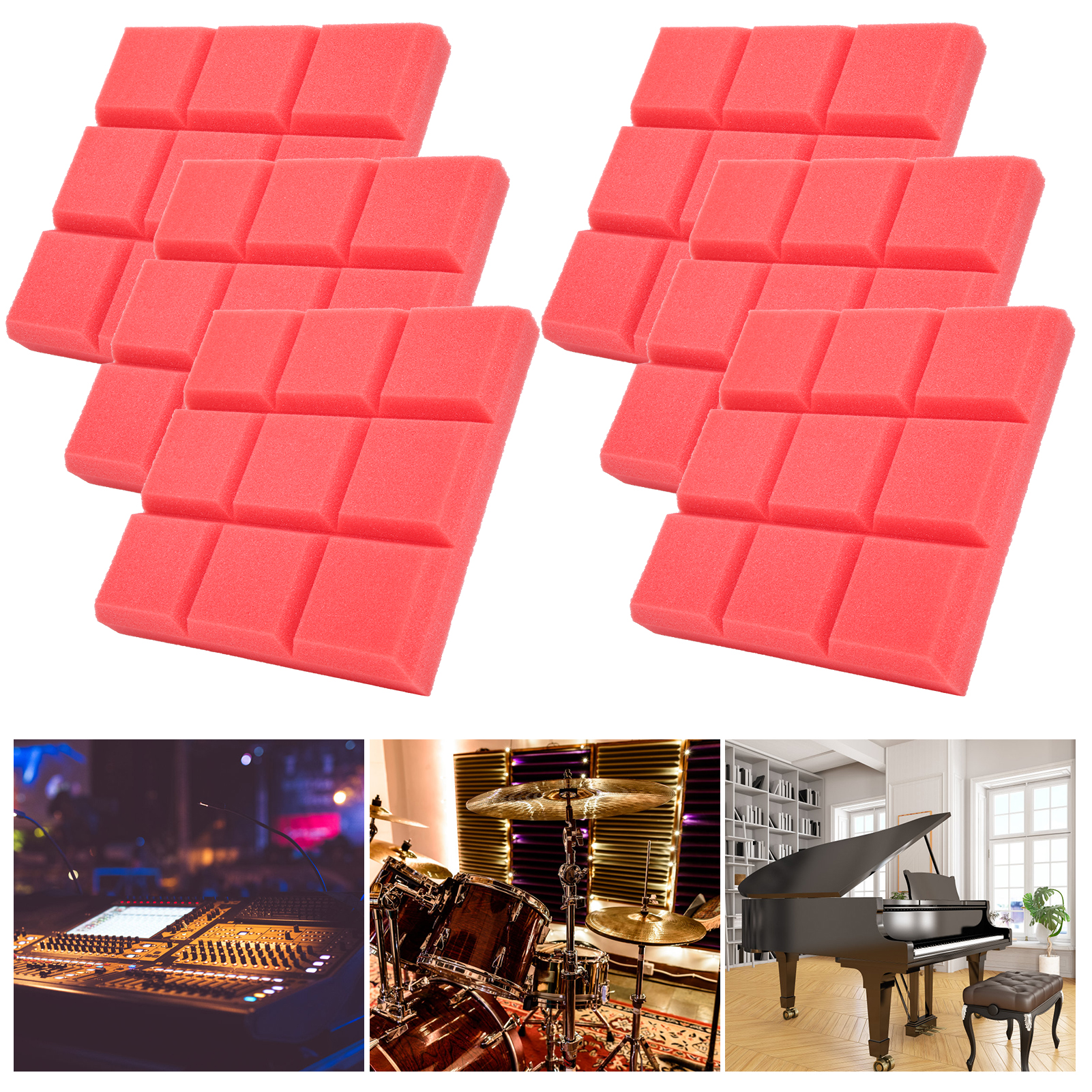 6Pcs Sound Absorption Panels Acoustic Sound Proof High Density Flame Retarda DSP