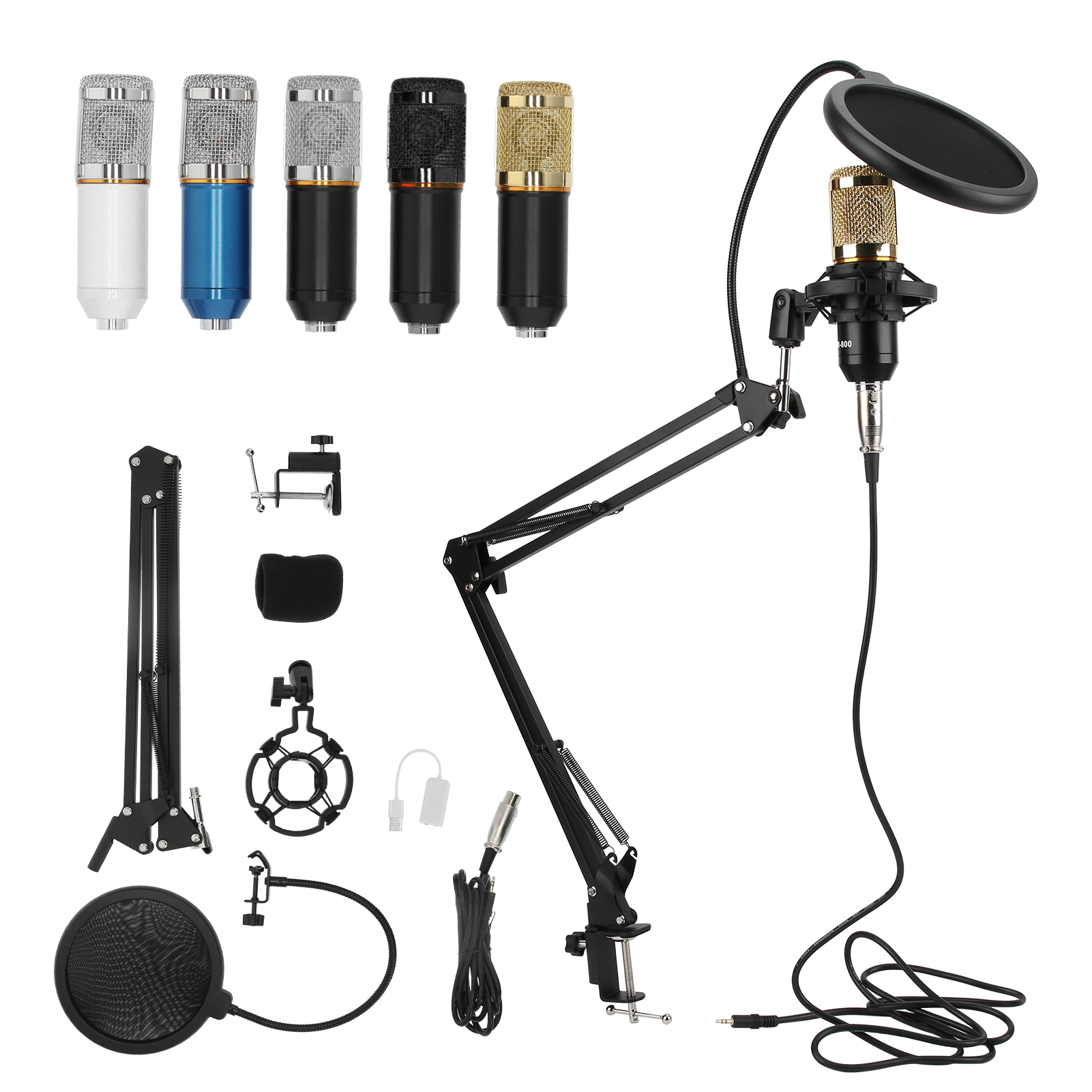 Condenser Microphone Kit USB With Flexible Arm BM800 For PC Desktop Notebook DGD