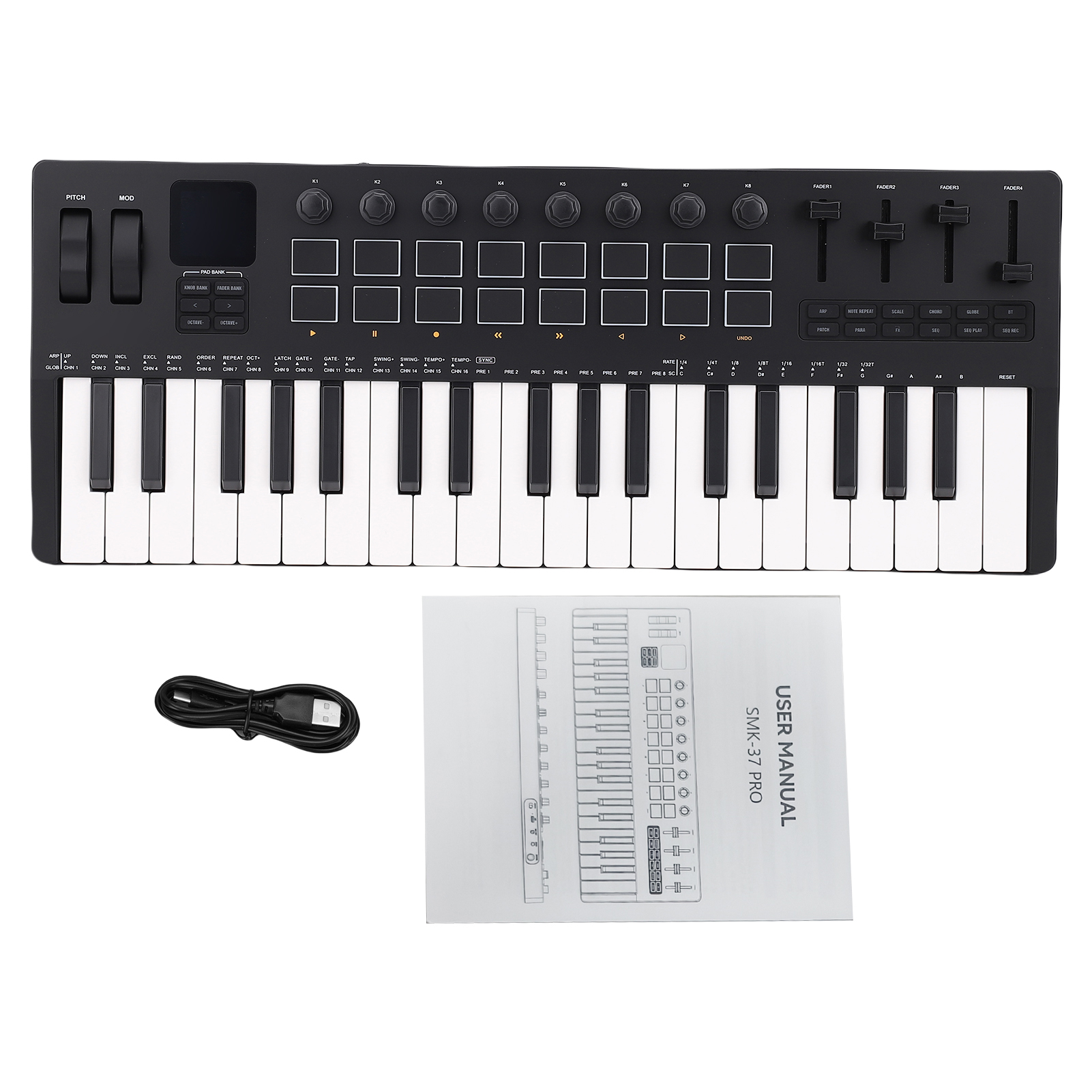 Versatile 37 Key MIDI Keyboard Controller Music Production DAW PC