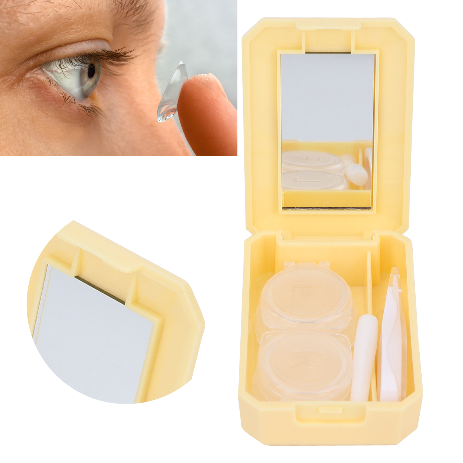 Contact Lens Box Kit Applicator Rod Tweezers Portable Contact Lens Case Holder 