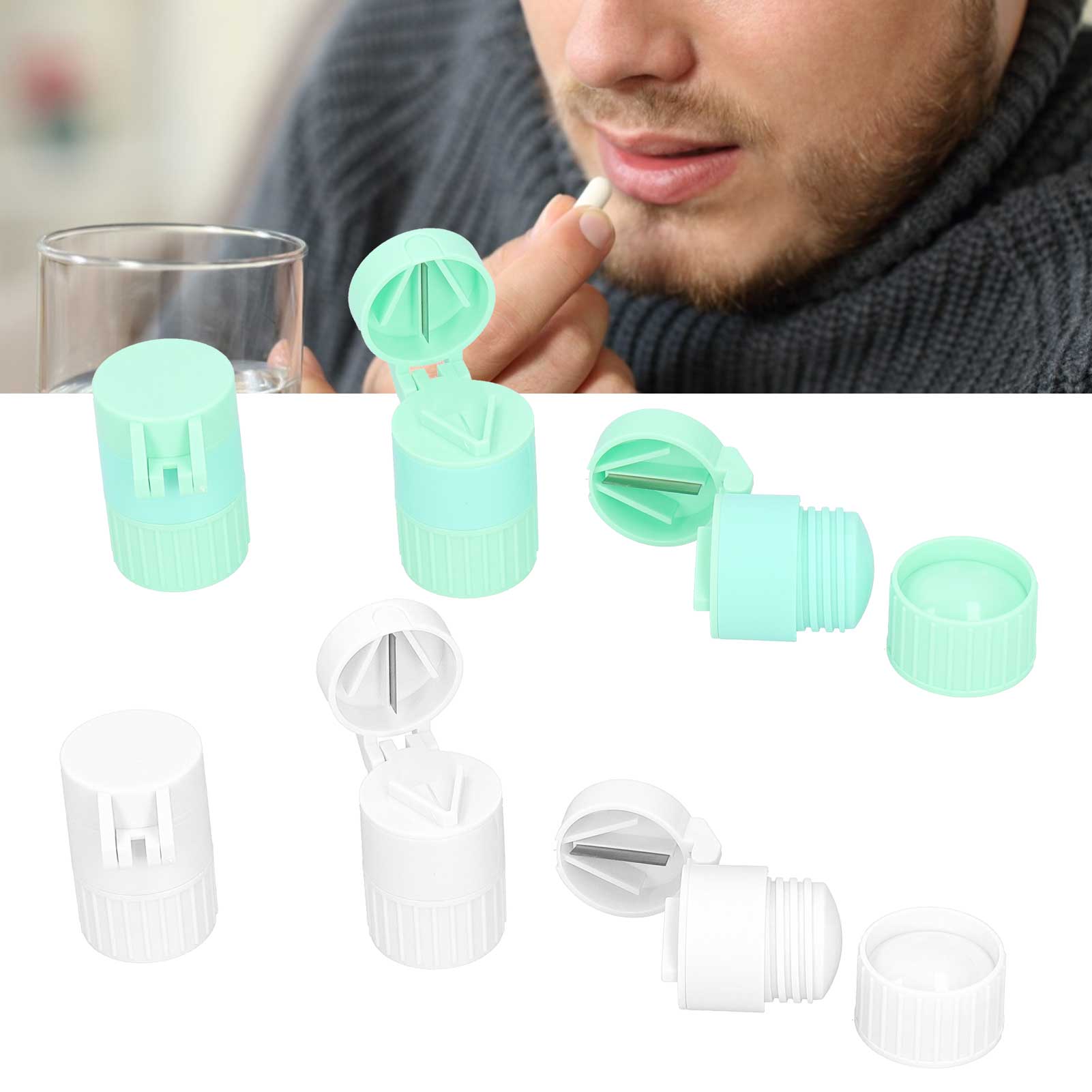 3pcs MultiFunctional Pills Crusher Cutter Tablet Splitter Grinder Storage Bo HR6 - Picture 19 of 23