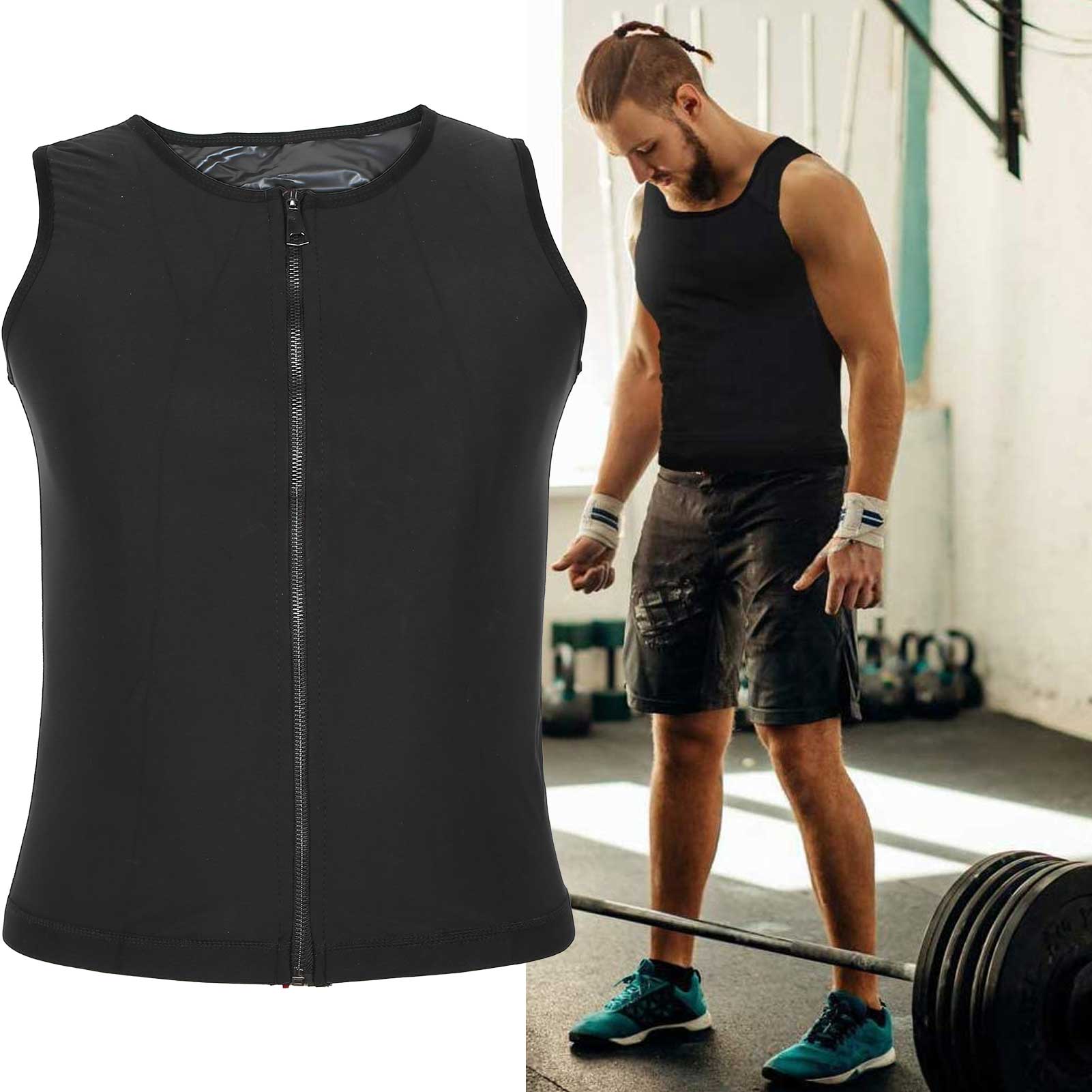 Men Sweat Vest Waist Trainer Workout Sauna Tank Top Male Body Shaper Shirt V HR6