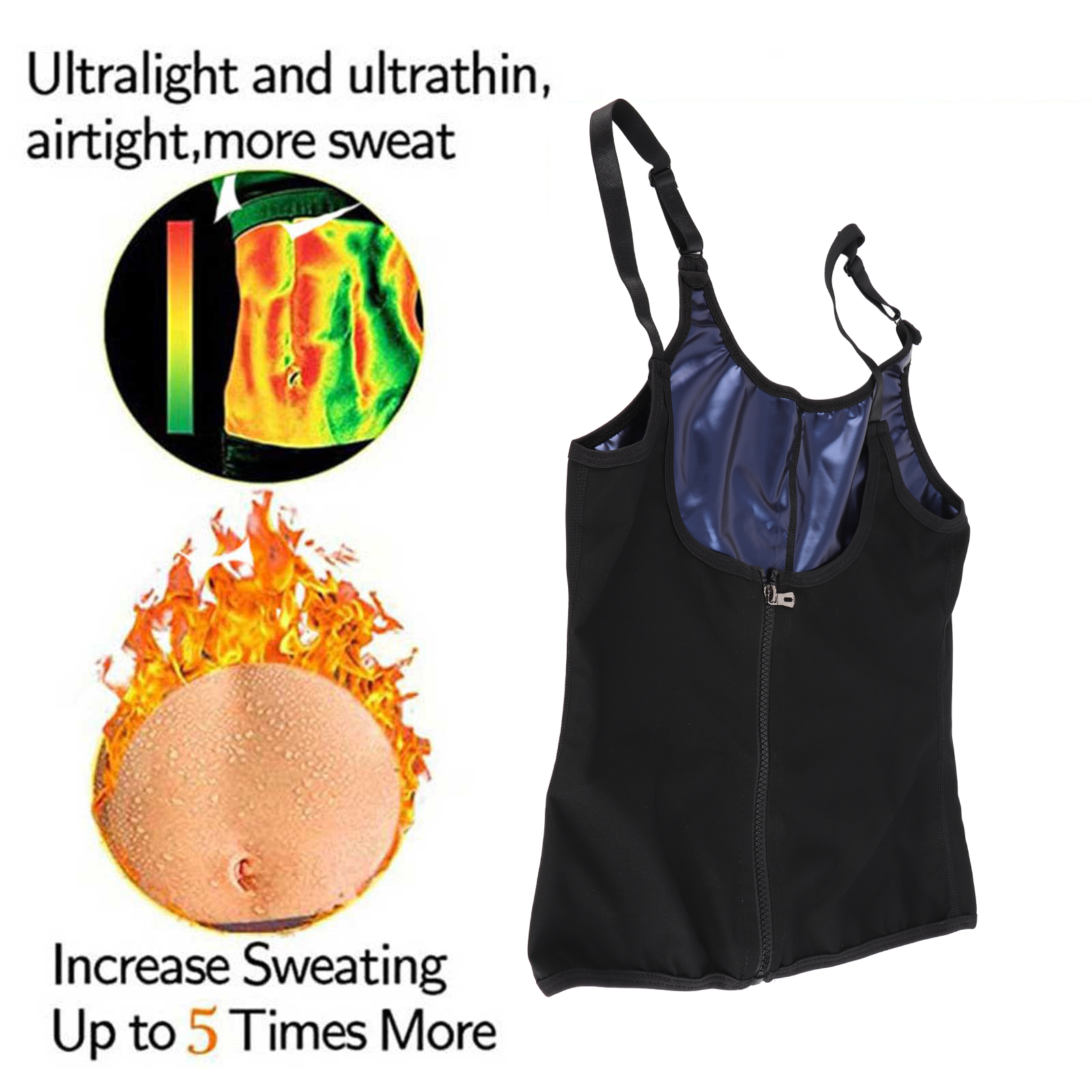 Women Fitness Sweat Vest Sports Breathable Elastic Fat Burning Shapewear Bod DSP