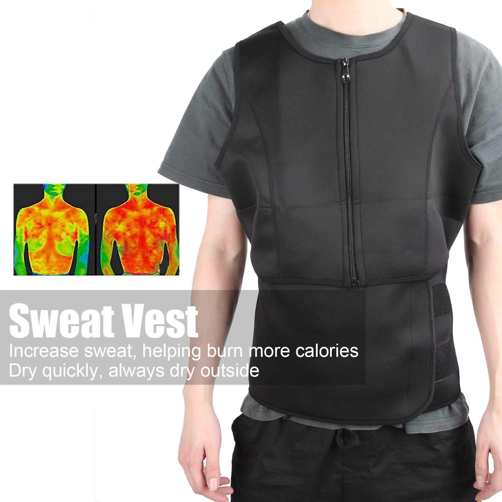 Men Hook && Loop Sweat Vest Body Shapewear Waist Trainer Sports Fitness S HR6