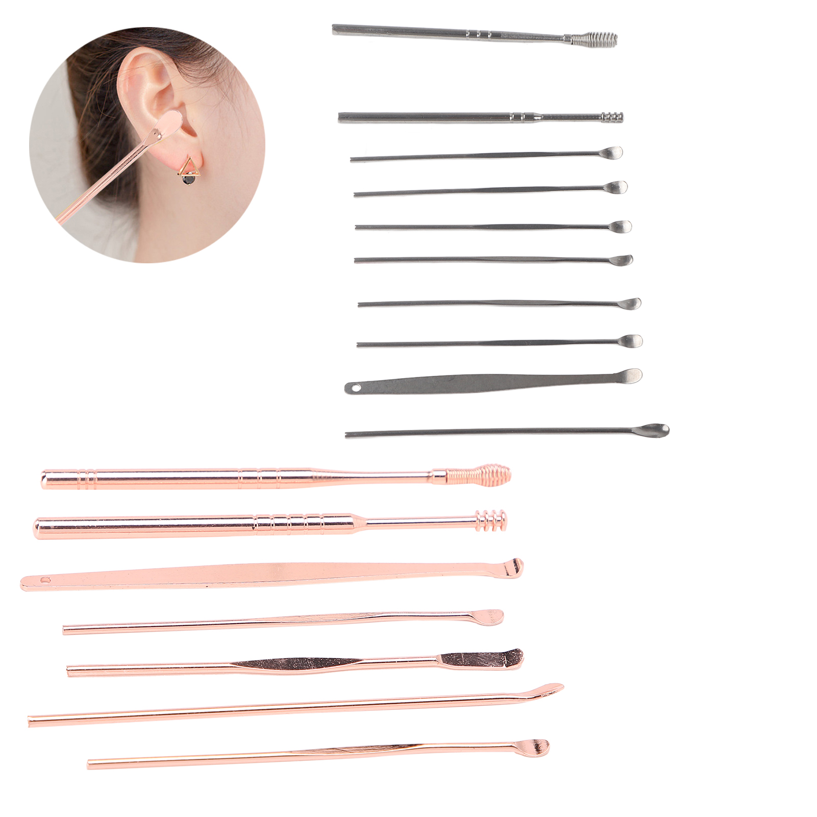 Edelstahl Spirale Ohr Wachs Reiniger Set Portable Ear Pick Löffel Earwax Rem CUB - Bild 29 von 30