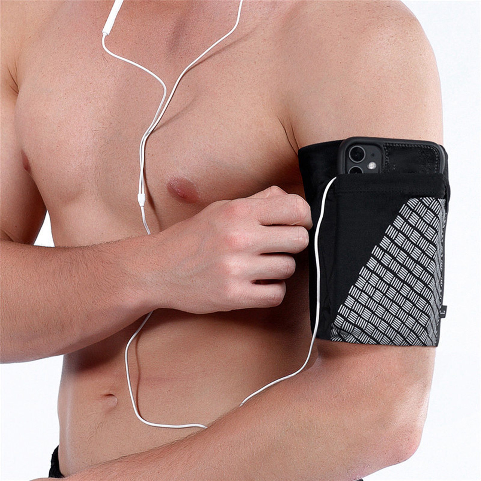 Sport Komórka Bransoletka Uchwyt Pasek Bieganie Arm Band Pouch Case Sleeve Czarny M - Zdjęcie 30 z 33