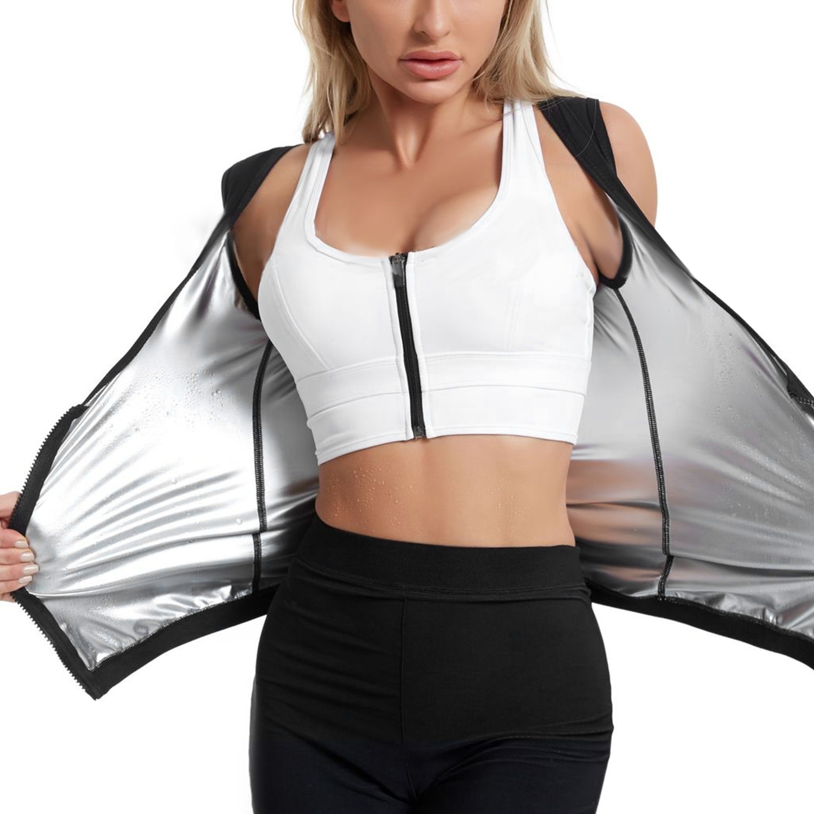 Womens Sauna Vest Shapewear Sports Fitness Workout Slimming Sweat Top Body S L2S