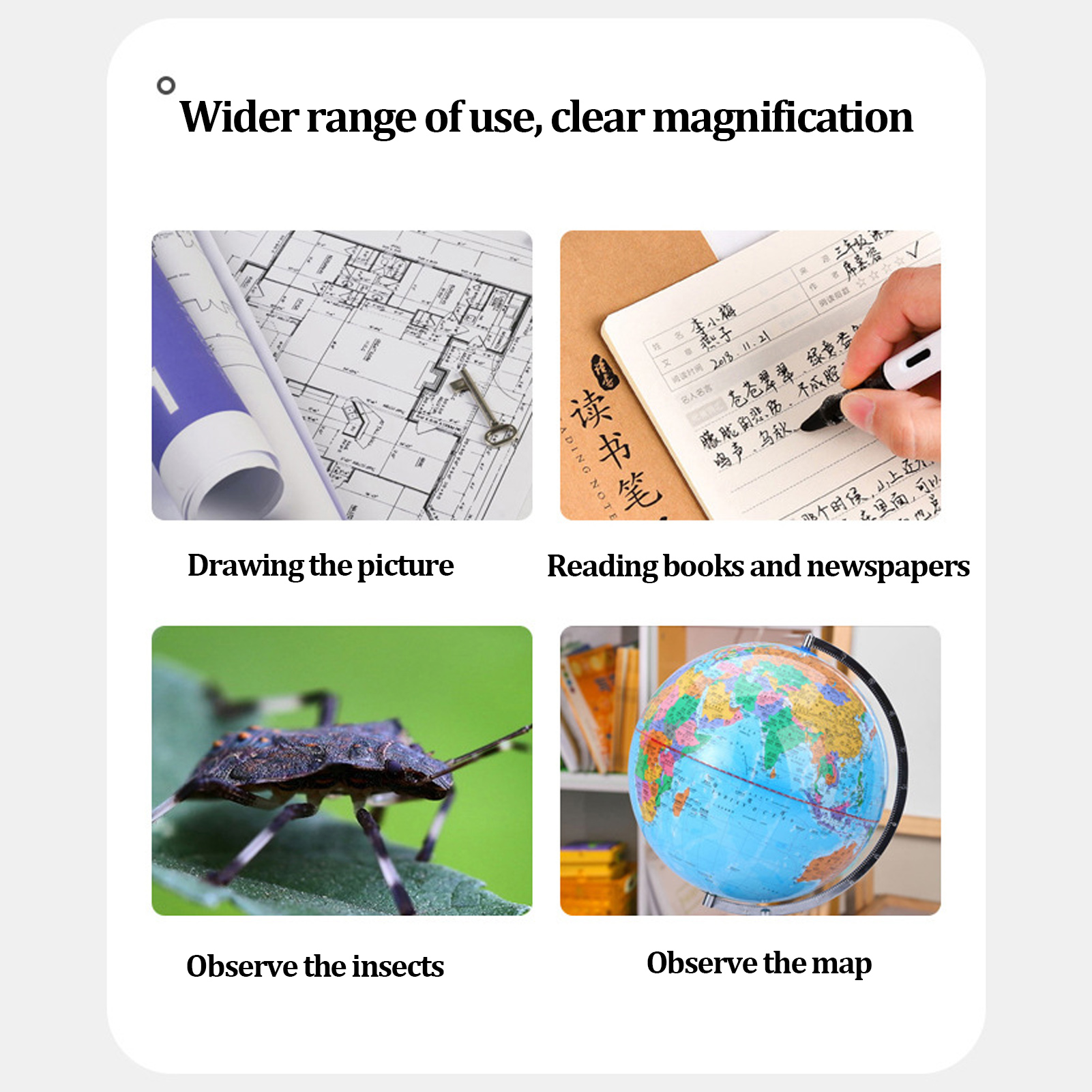 Handheld Magnifier Professional Magnifying Glass For Elder Reading Kids Scie HOM - Picture 14 of 21