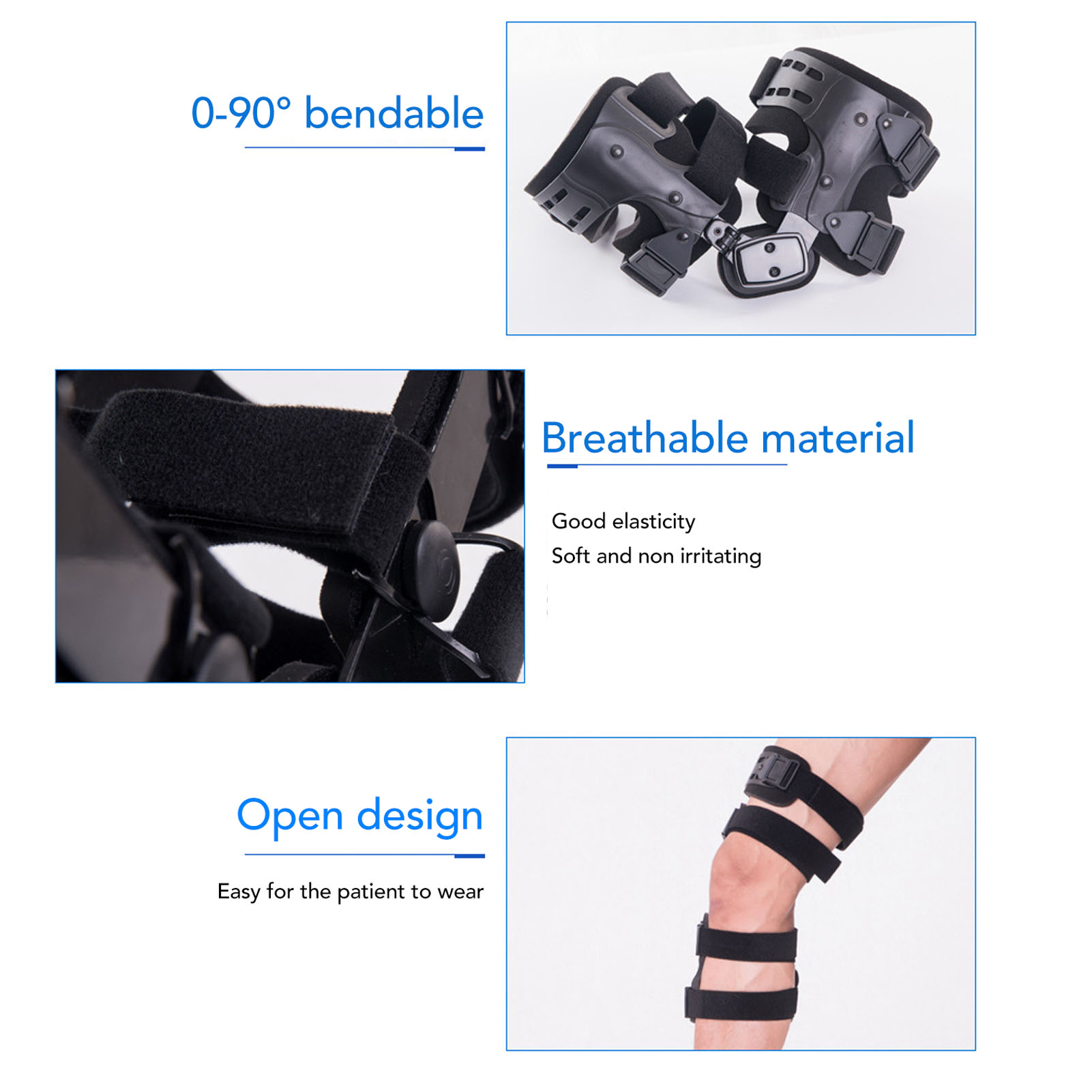 Knee Brace Adjustable Ergonomic Knee Support Orthosis Stabilizer For ACL  MCL ABE