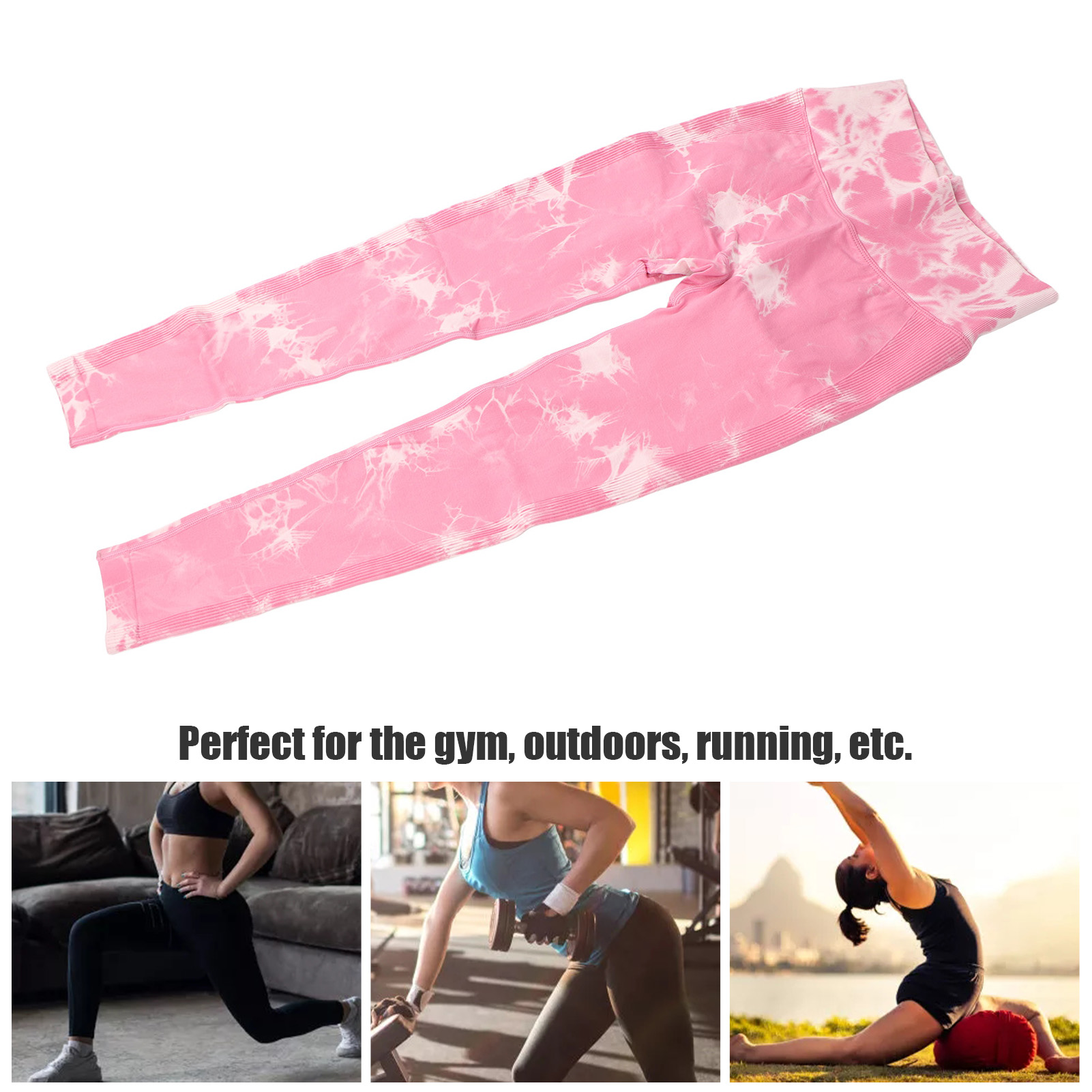 Women Yoga Leggings Tie Dye High Waisted Quick Drying Seamless Tight Pink Sp GF0 - Picture 29 of 31