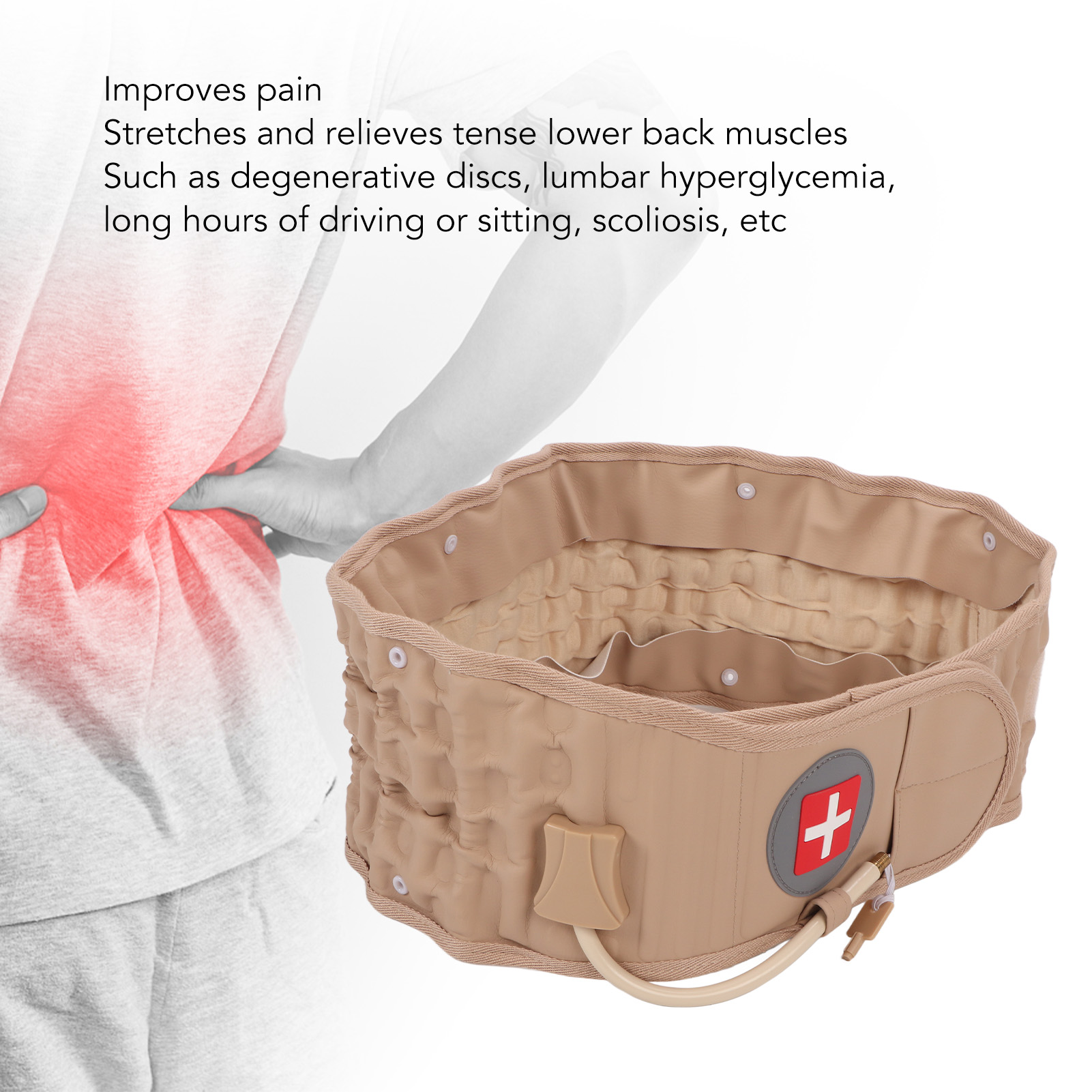 Lumbar Traction Belt Inflatable Improve Pain Back Decompression Belt Lumbar NHE - Picture 26 of 31