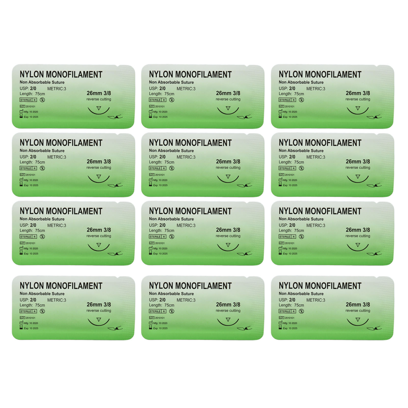 12pcs Suture Pratique Fil Emballage Individuel Nylon Fil De Suture Ensemble Avec - Imagen 15 de 21
