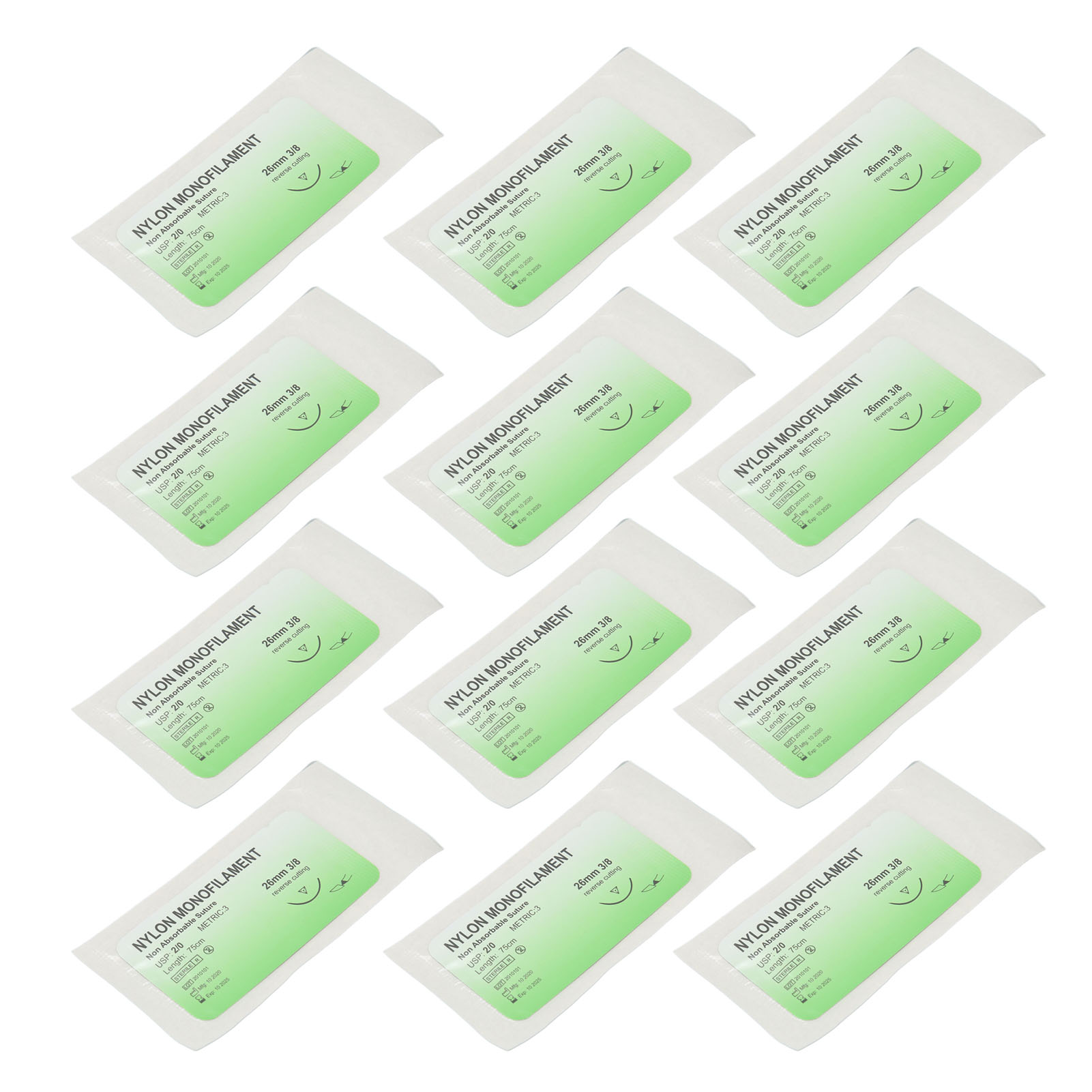 12pcs Suture Pratique Fil Emballage Individuel Nylon Fil De Suture Ensemble Avec - Imagen 21 de 21