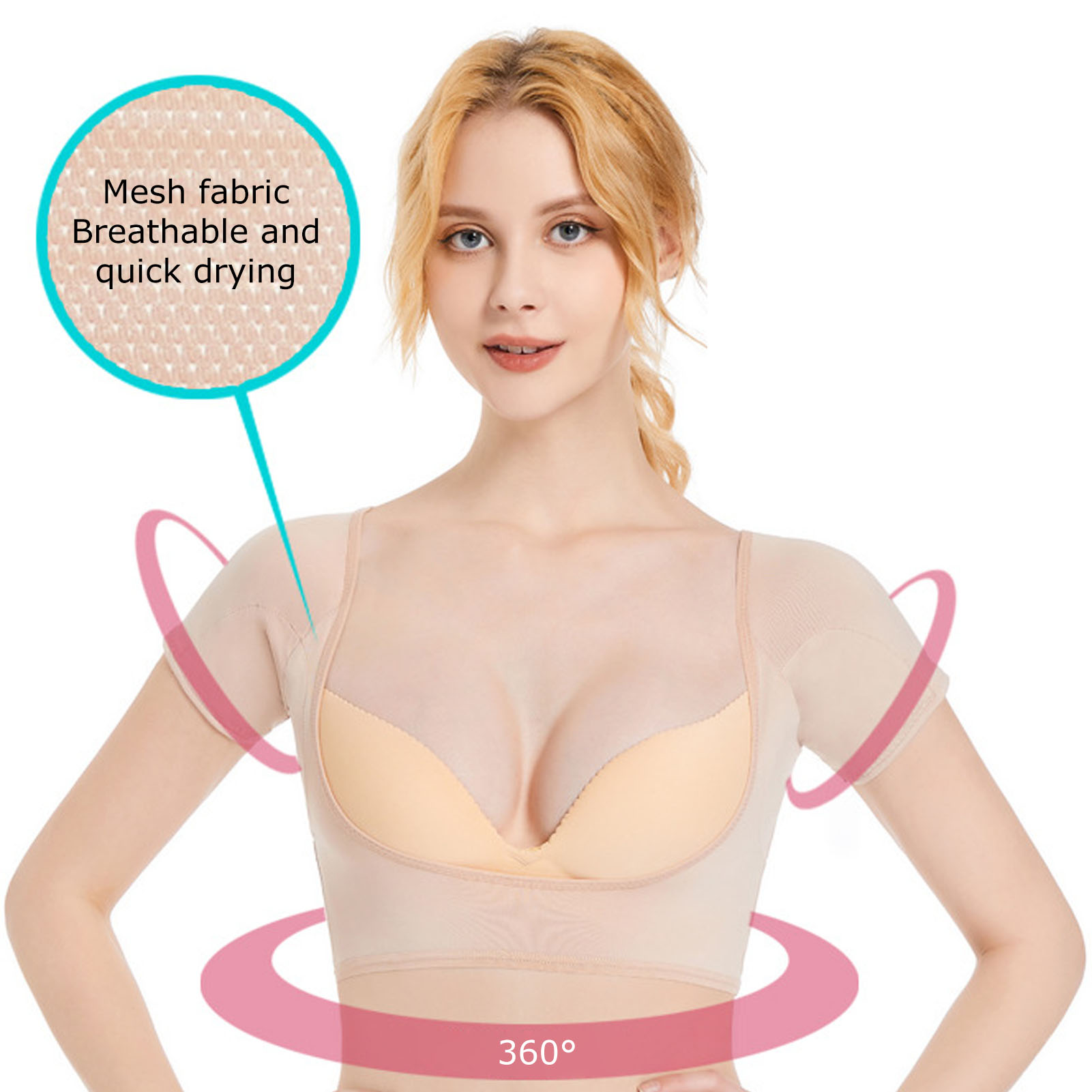 Underarm Sweat Vest Breathable Mesh 3 Layers Skin Color Washable Armpit Swea NOW - Picture 13 of 18