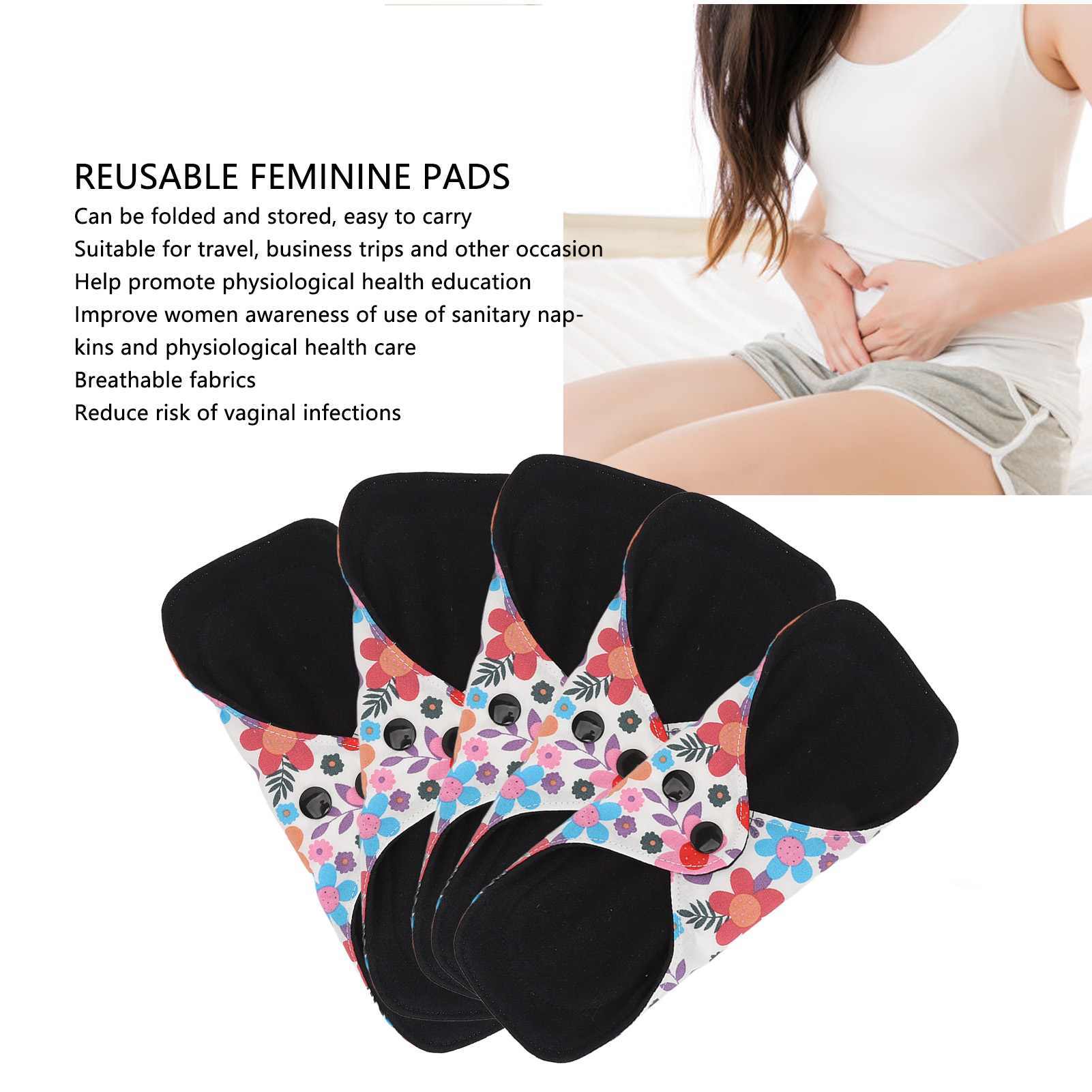 5pcs Reusable Menstrual Pads Breathable Highly Absorbent Cotton Postpartum S EUJ - Picture 25 of 33