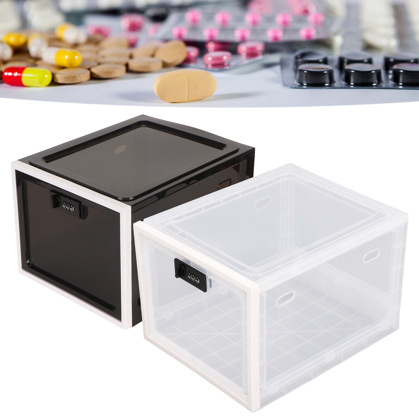 Lock Box Clear Food Storage Container Medicine Case with 3 Digit Combinat Lock - Picture 28 of 28