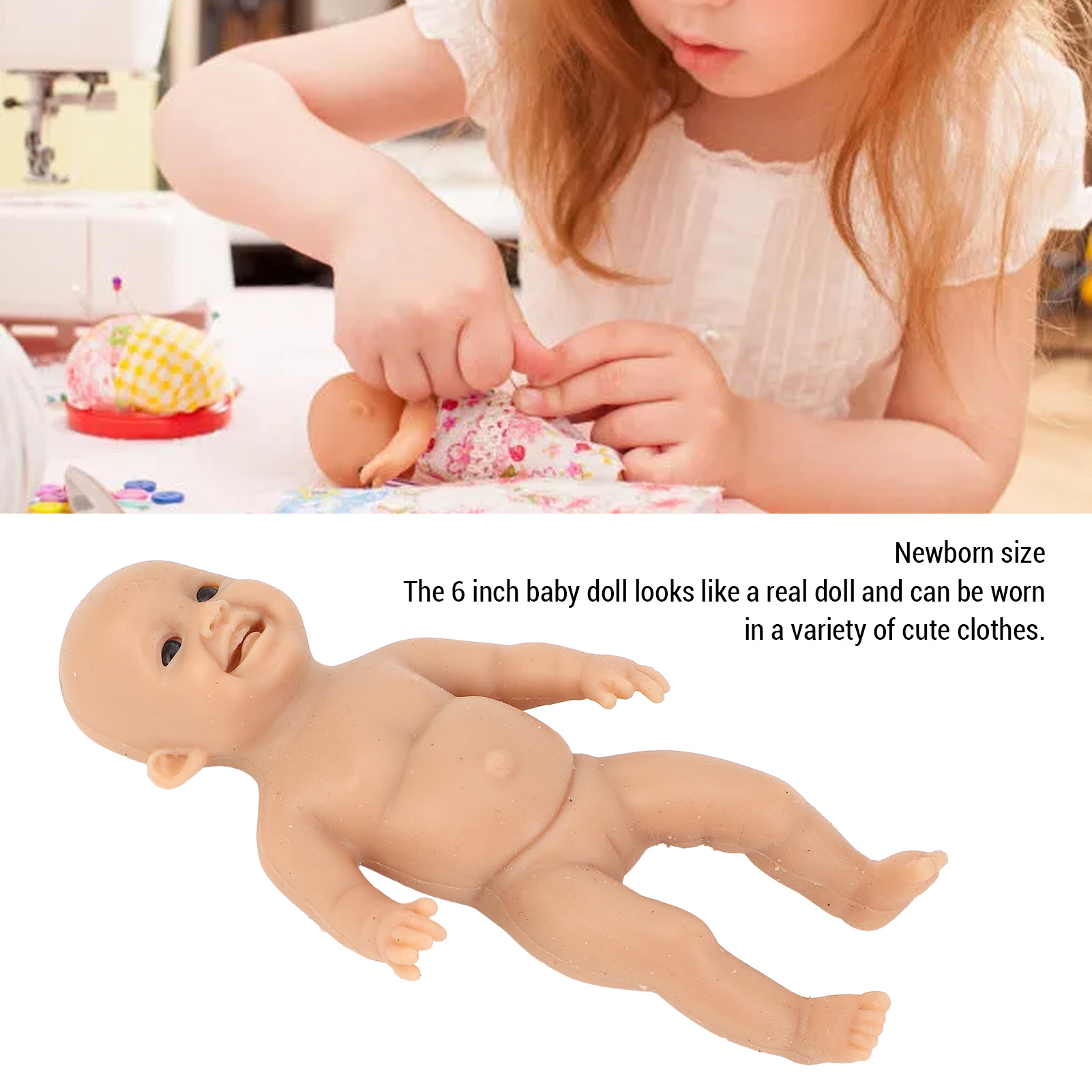 6 Inch Miniature Silicone Baby Cute Soft Reborn Miniature Baby Doll - Picture 27 of 29