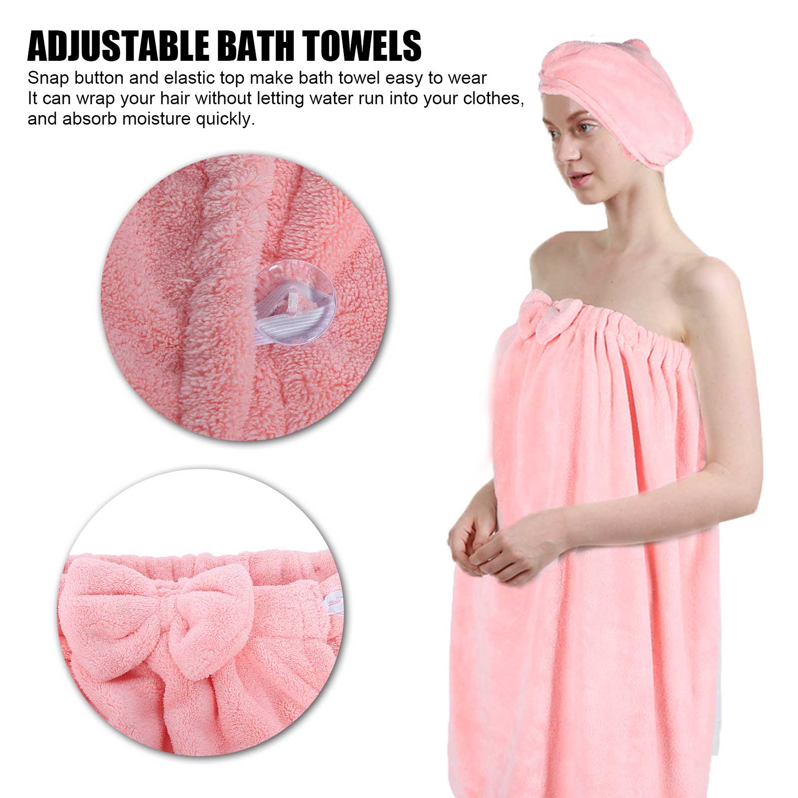 Bath Towel Wrap Coral Fleece Spa Women Adjustable Shower Wrap With Hat For H NHE - Picture 25 of 28
