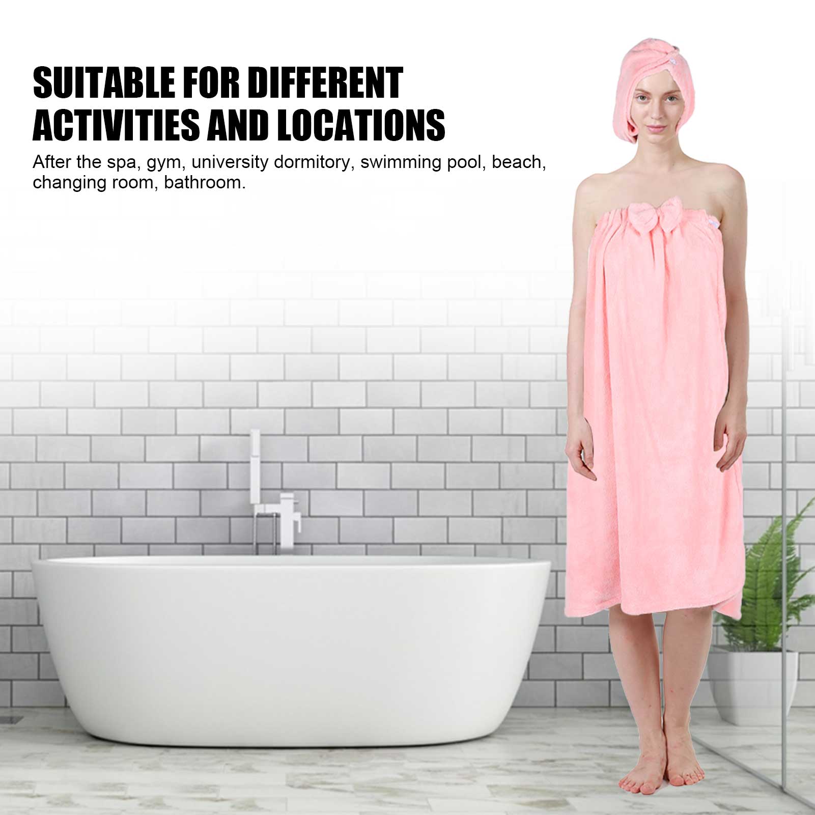 Bath Towel Wrap Coral Fleece Spa Women Adjustable Shower Wrap With Hat For H NHE - Picture 24 of 28