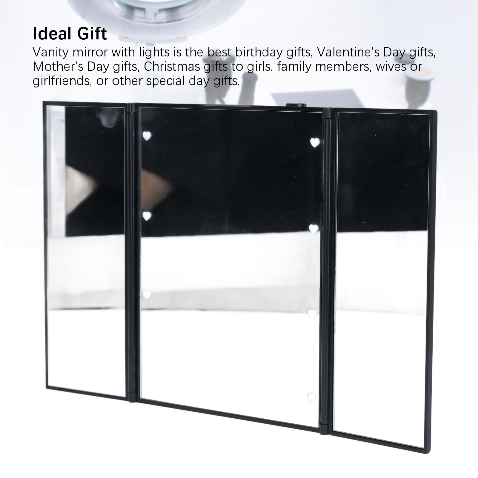 3 Folds Lighted Vanity Makeup Mirror LED Light Table Mirror Portable Travel HR6 - Picture 29 of 30