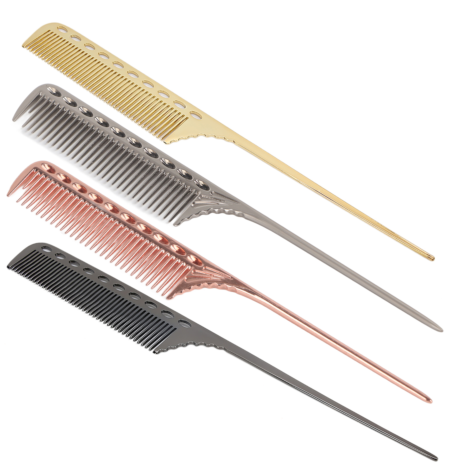 Salon Rattenschwanz Haarkamm Herren Damen Stylingkamm Profi Friseur Aluminium HAO - Bild 12 von 20