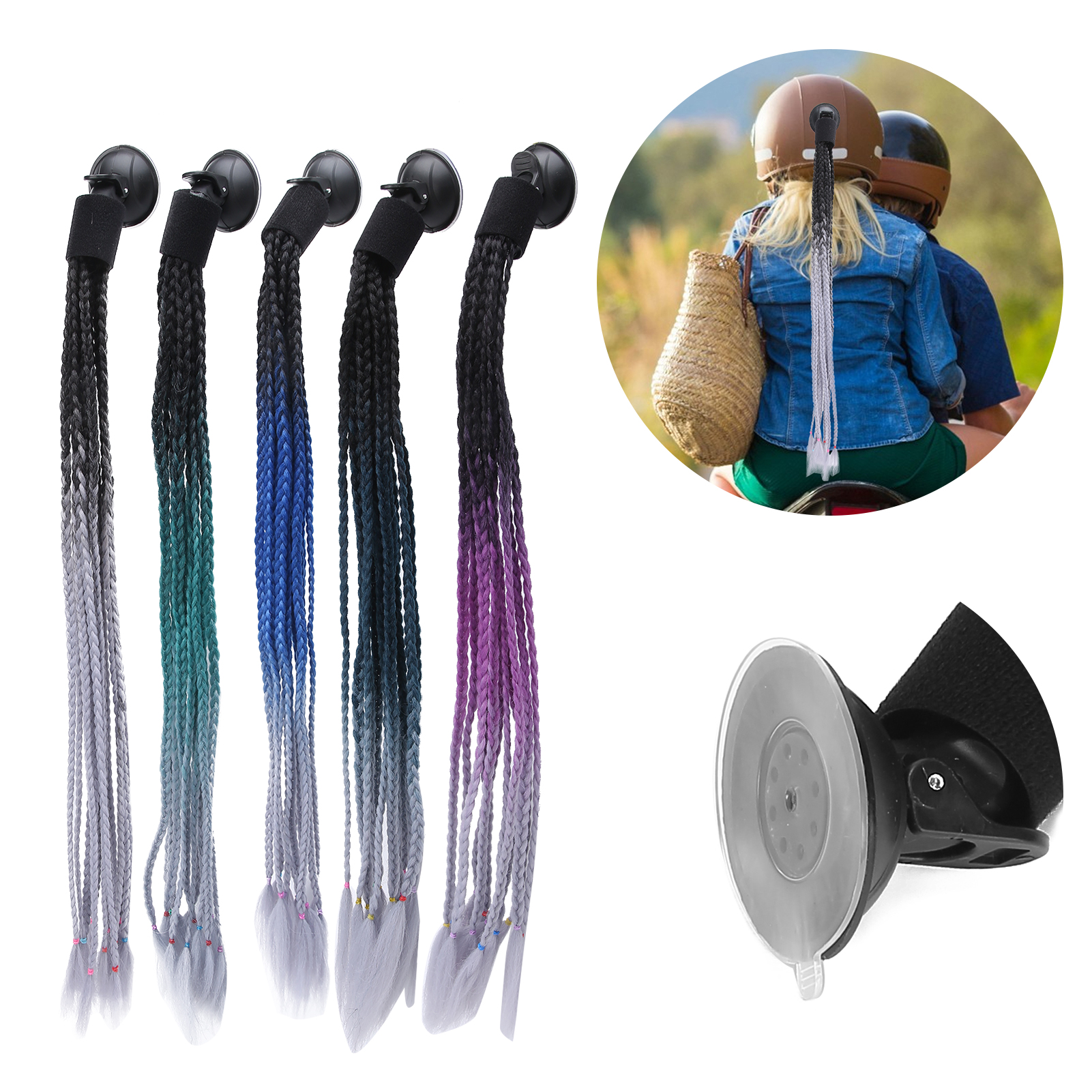 Casco Moto Dreadlocks Stile Punk Ventosa Casco Moto Capelli D HAO - Foto 13 di 20